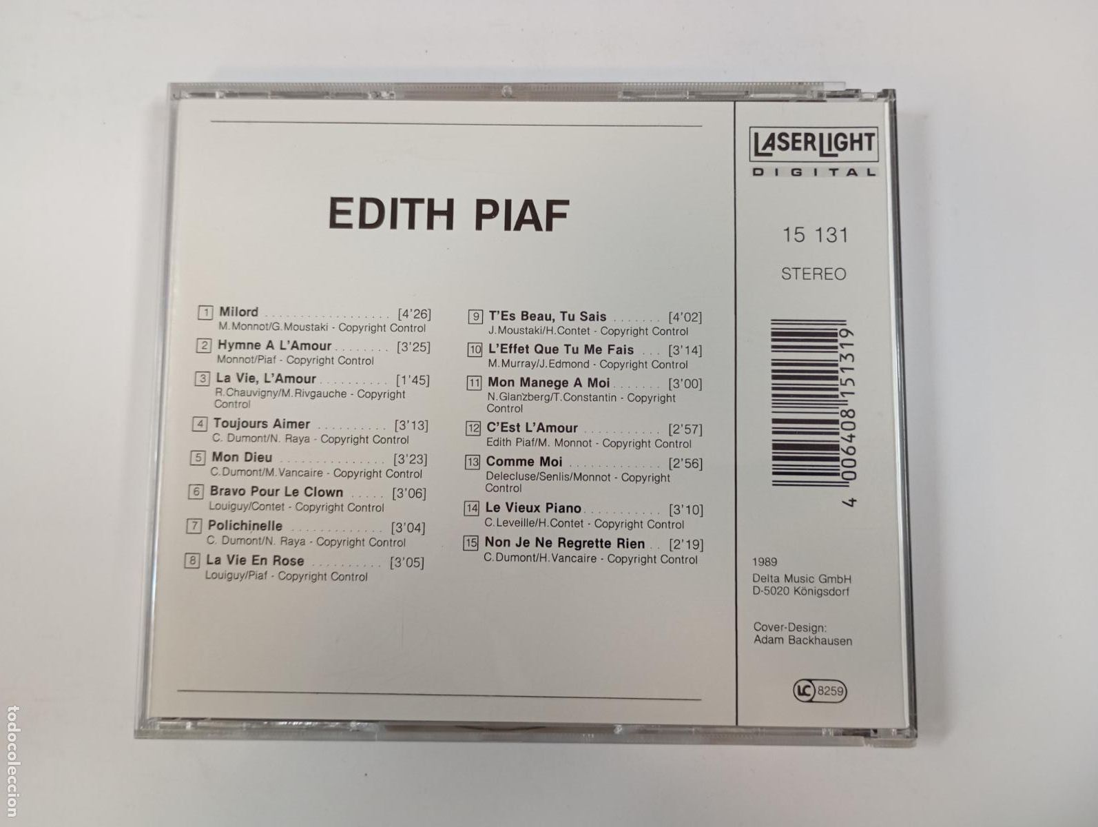 CDs de m&uacute;sica: EDITH PIAF. LA VIE EN ROSE. CD. TDKCD247 - Foto 2