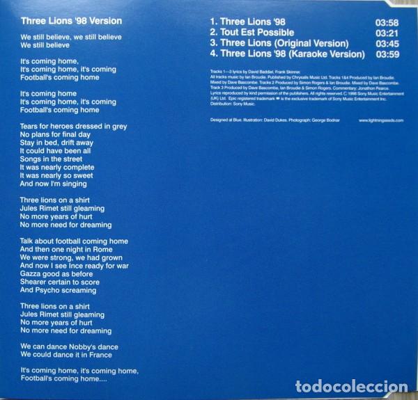 CDs de m&uacute;sica: Lightning Seeds -3 Lions 98 (CD single 4 temas) - Foto 2