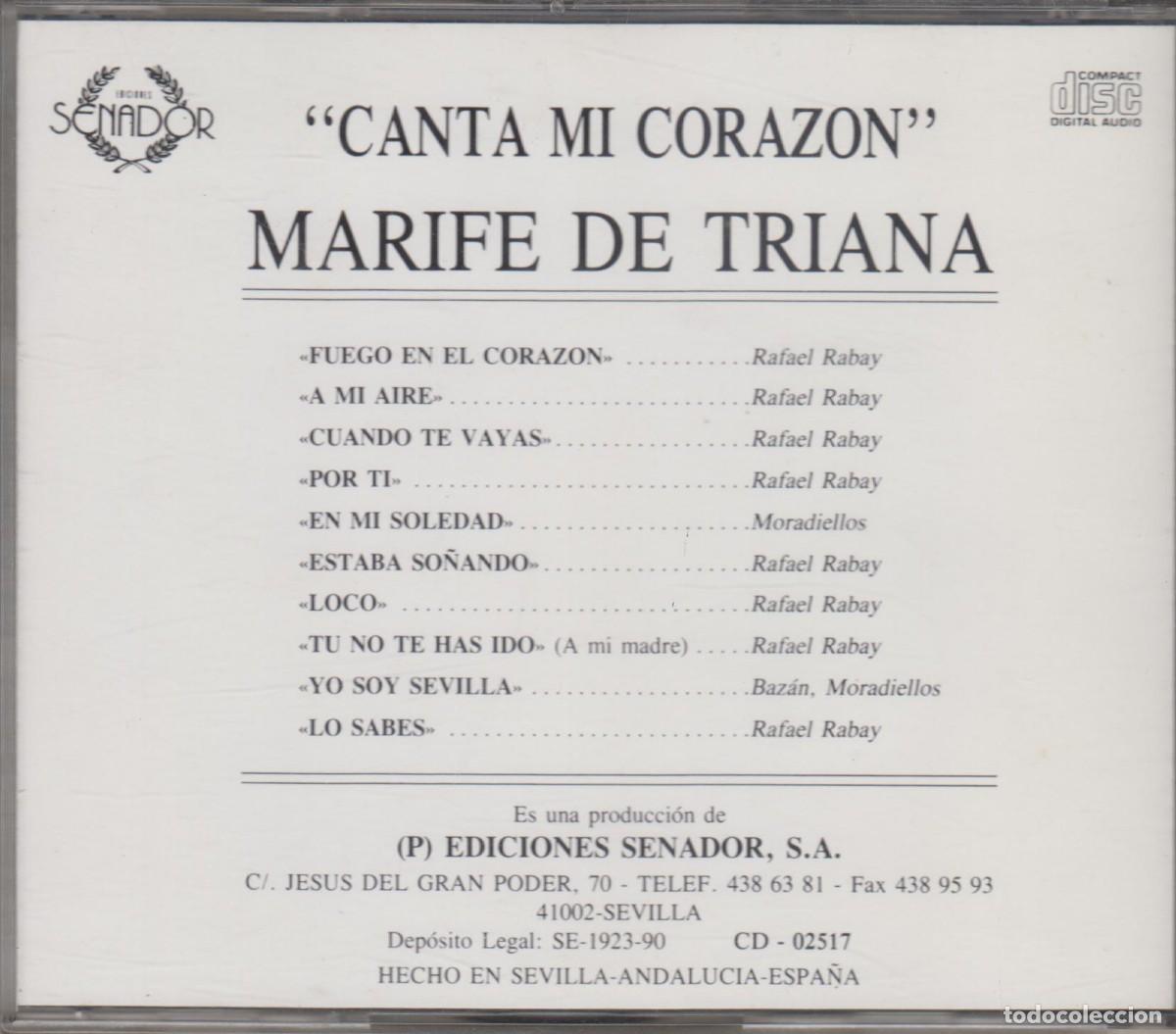 CDs de m&uacute;sica: Marif&eacute; de Triana cd Canta mi coraz&oacute;n 1990 - Foto 2