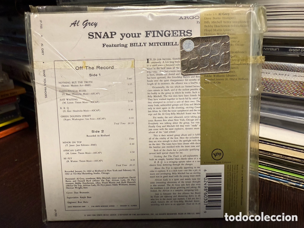 CDs de m&uacute;sica: Al Grey Featuring Billy Mitchell - Snap Your Fingers (CD) - Foto 2