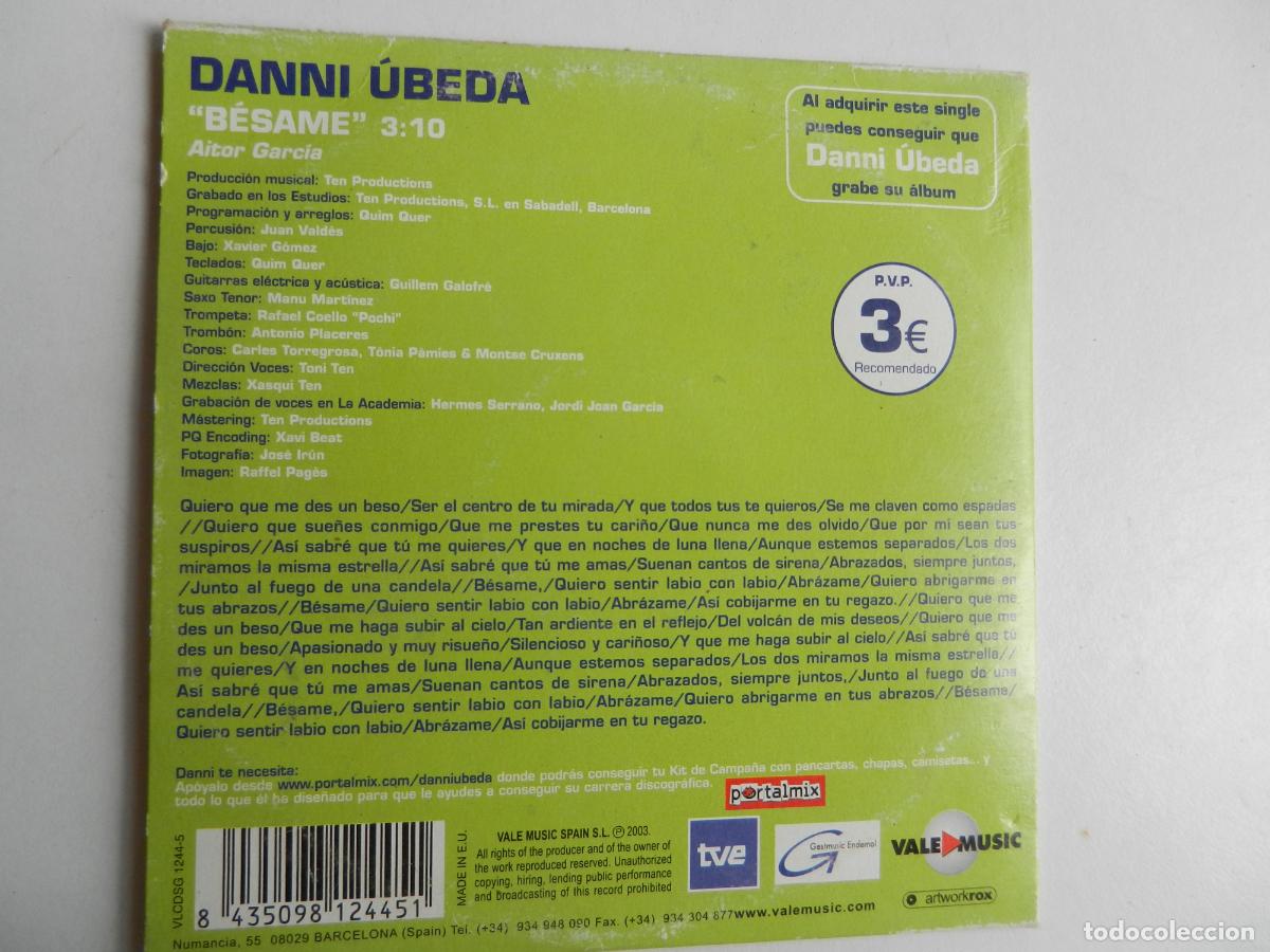 CDs de m&uacute;sica: DANNI &Uacute;BEDA - BESAME - CD SINGLE -20033 - Foto 2