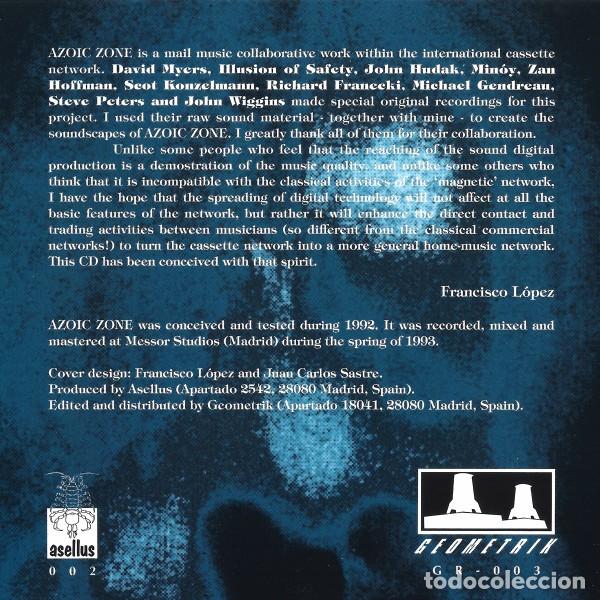 CDs de m&uacute;sica: Francisco L&oacute;pez &ndash; Azoic Zone - Foto 2