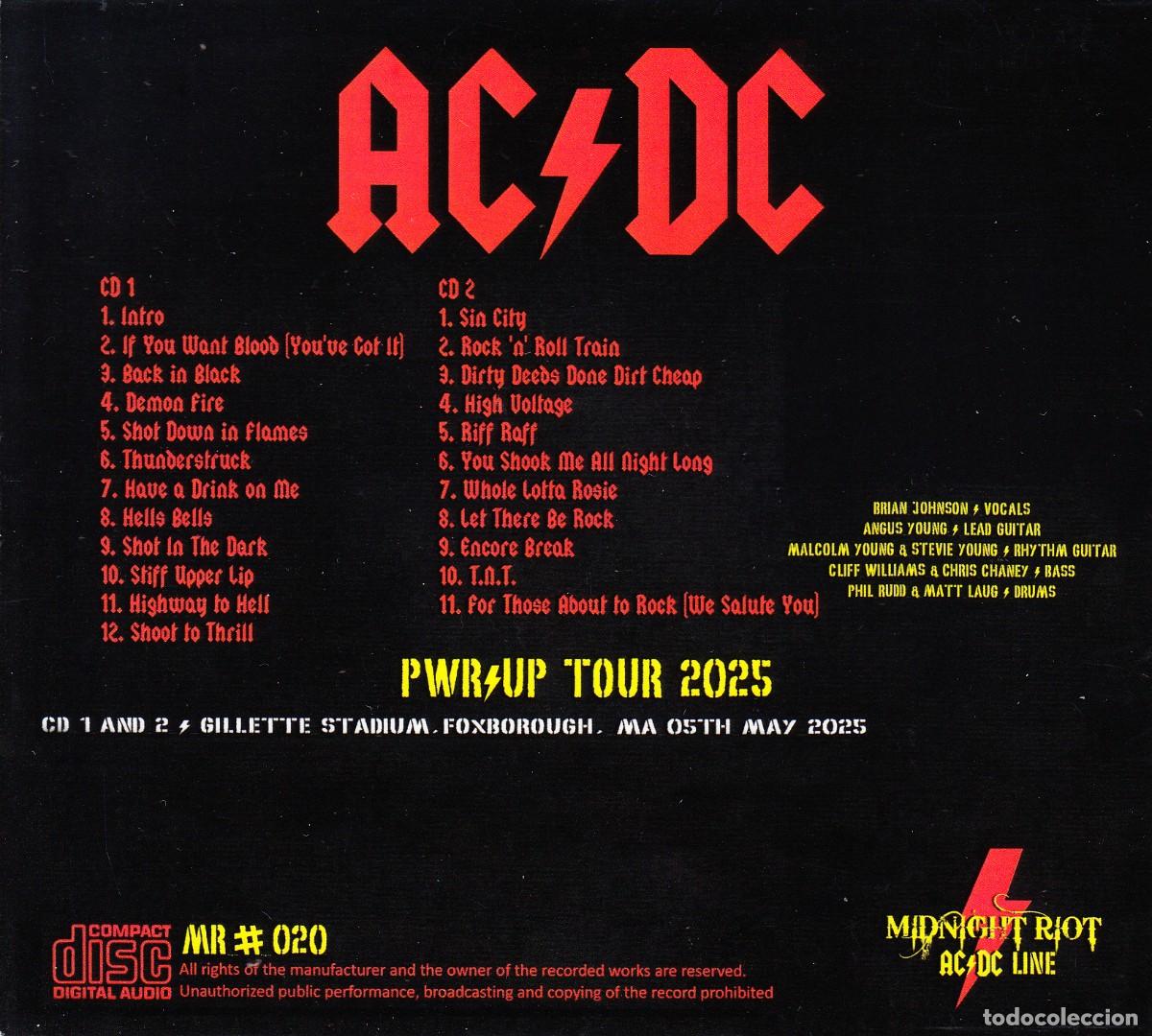 CDs de m&uacute;sica: AC DC. GILLETTE STADIUM, FOXBOROUGH 2025. 2 CD. - Foto 2