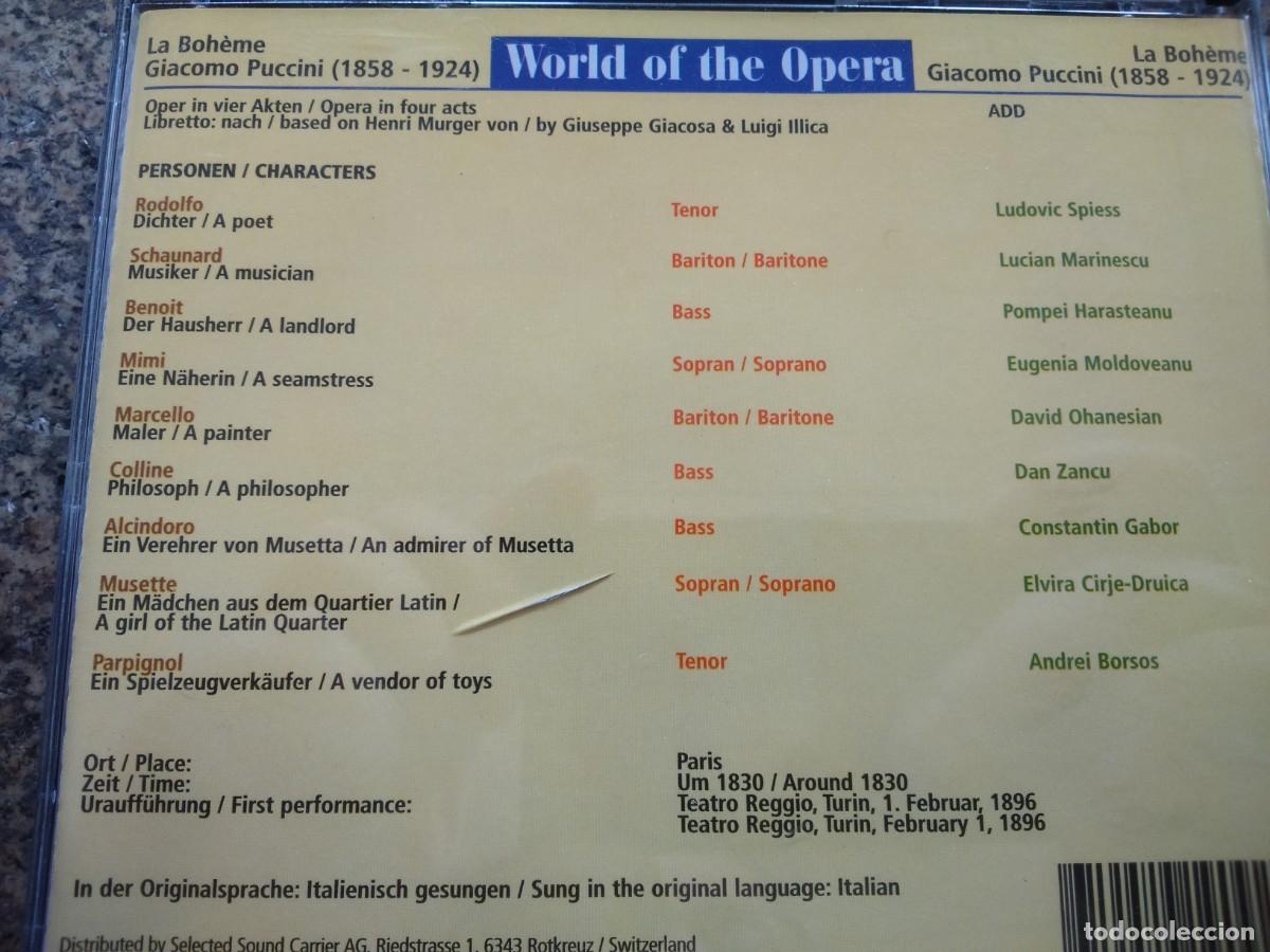 CDs de m&uacute;sica: 2 CD -- LA BOHEME -- GIACONO PUCCINI -- - Foto 2
