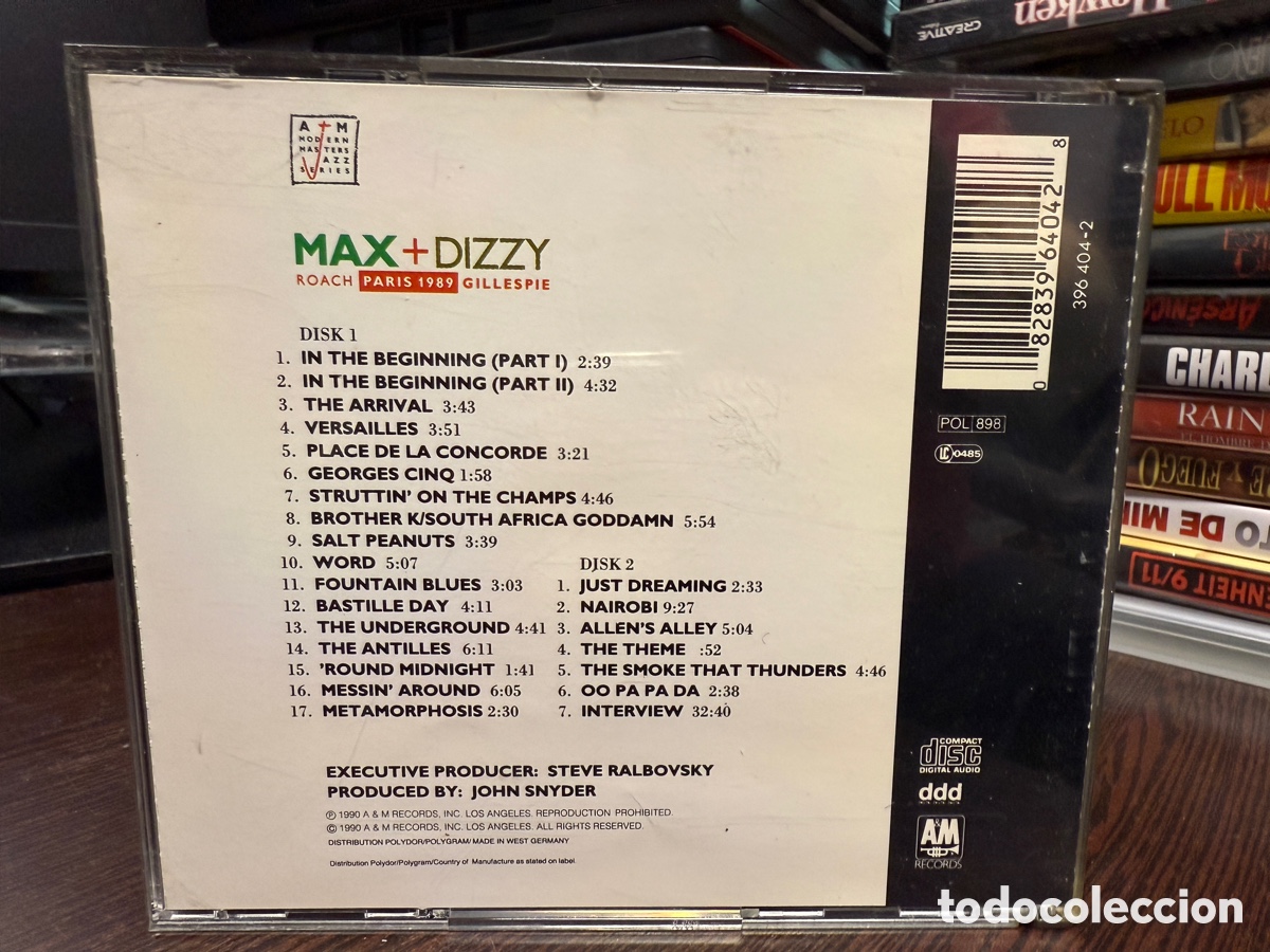CDs de m&uacute;sica: Max Roach + Dizzy Gillespie - Paris 1989 (2xCD) - Foto 2