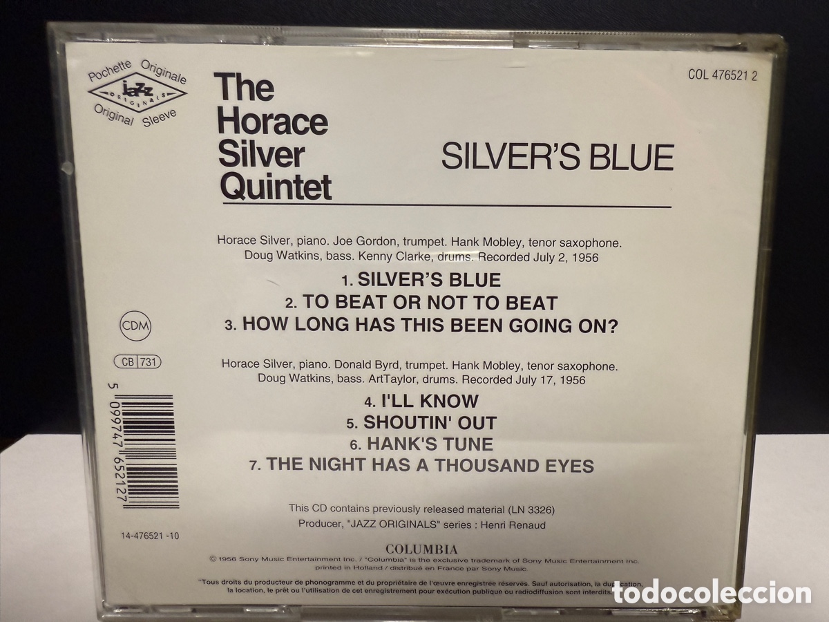CDs de m&uacute;sica: Horace Silver Quintet - Silvers Blue (CD) - Foto 2