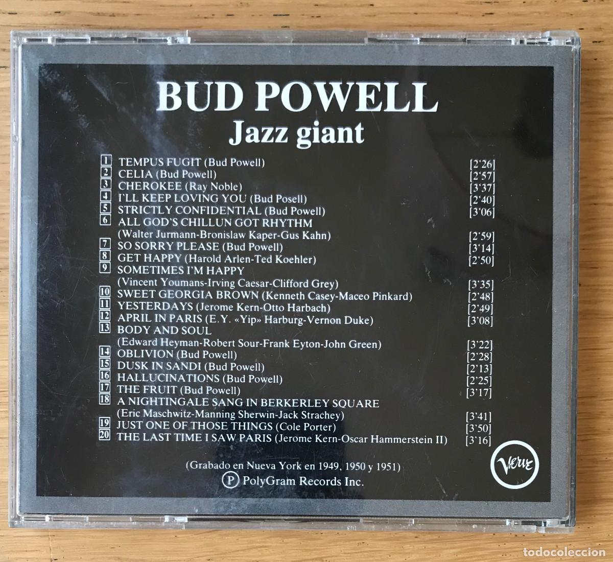 CDs de m&uacute;sica: BUD POWELL : &rdquo;JAZZ GIANT&rdquo;. CD - JAZZ - Foto 2