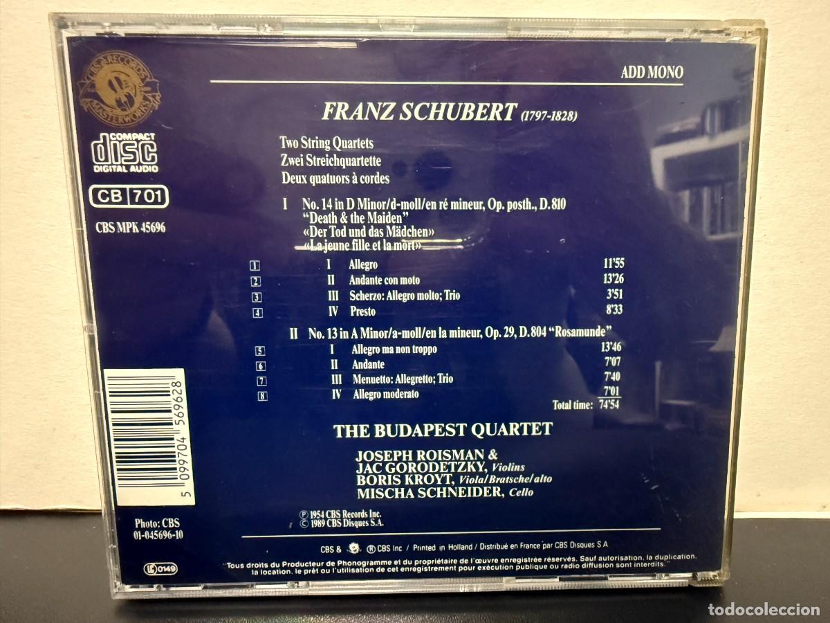 CDs de m&uacute;sica: Schubert - Budapest String Quartet - String Quartet No.14 & No. 13 (CD) - Foto 2
