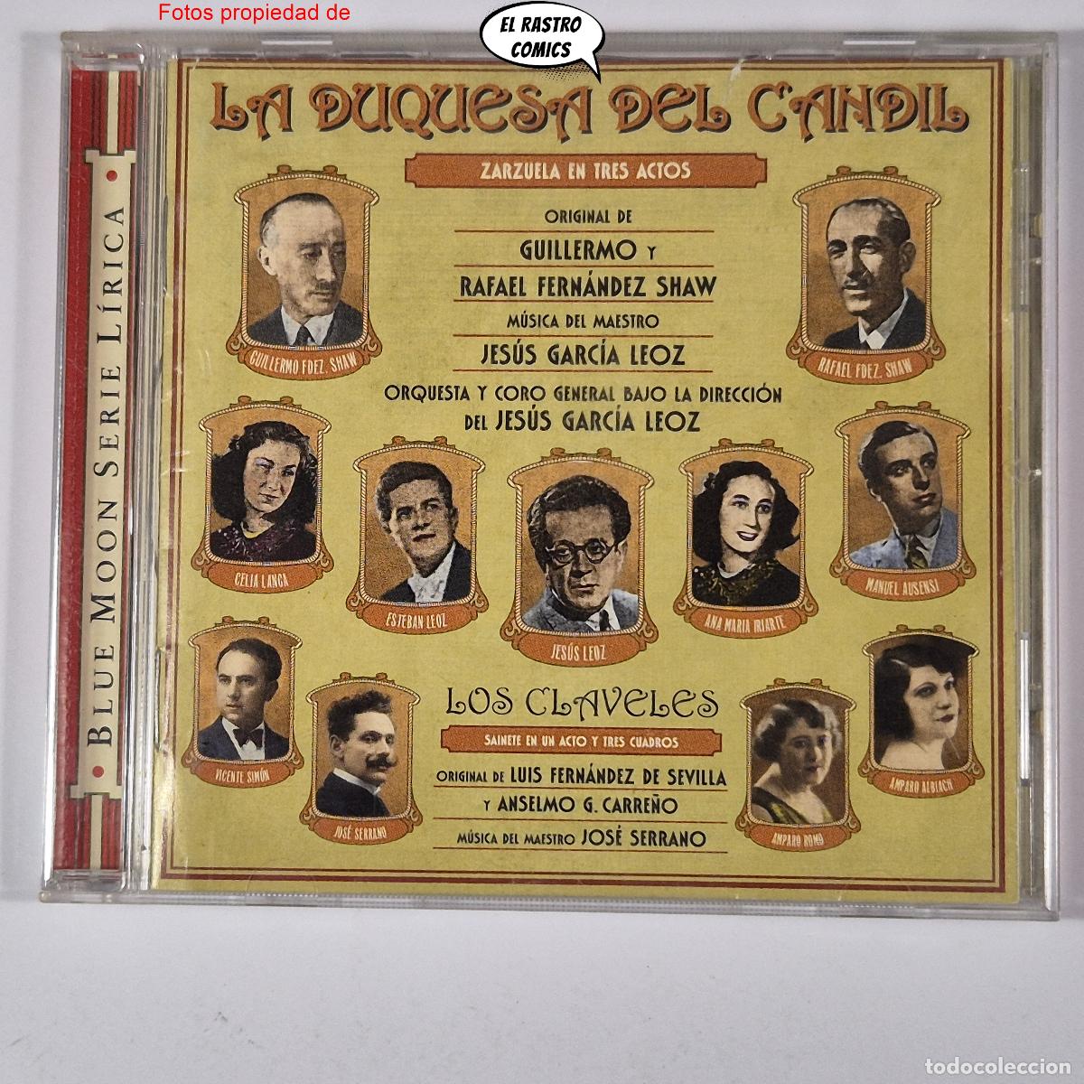 CDs de M&uacute;sica: La duquesa del candil, Los claveles, CD Blue Moon, Serie L&iacute;rica, 1998, excelente estado