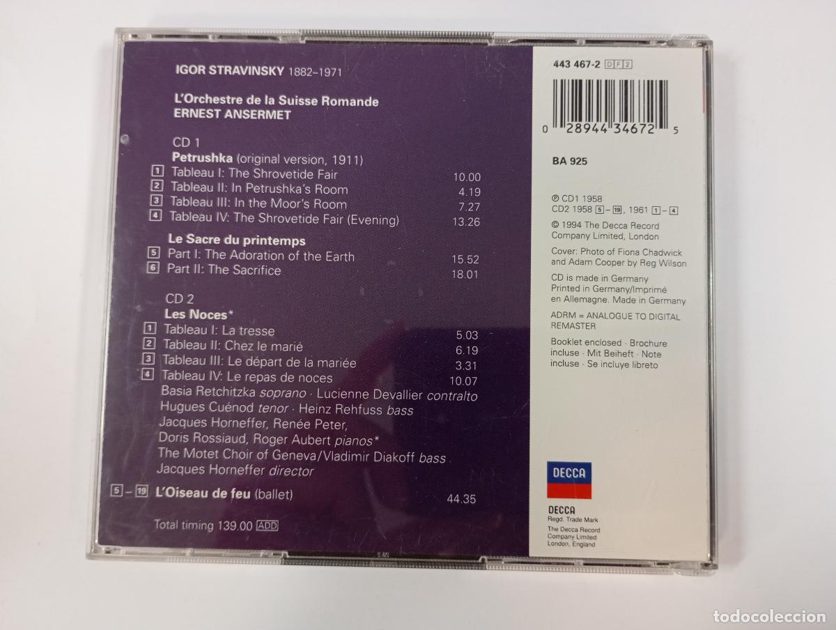 CDs de m&uacute;sica: STRAVINSKY BALLETS. ERNEST ANSERMET. DOBLE CD. DECCA. TDKCD133 - Foto 2