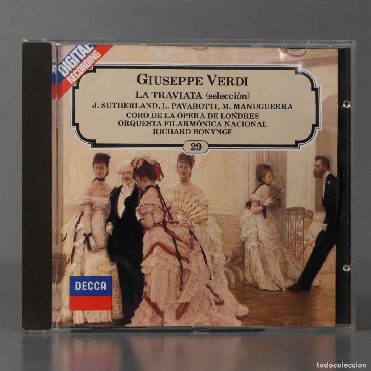 CDs de M&uacute;sica: CD. GIUSEPPE VERDI LA TRAVIATA (selecci&oacute;n) J. SUTHERLAND, L. PAVAROTTI, M. MANUGUERRA CORO DE LA &Oacute;PE