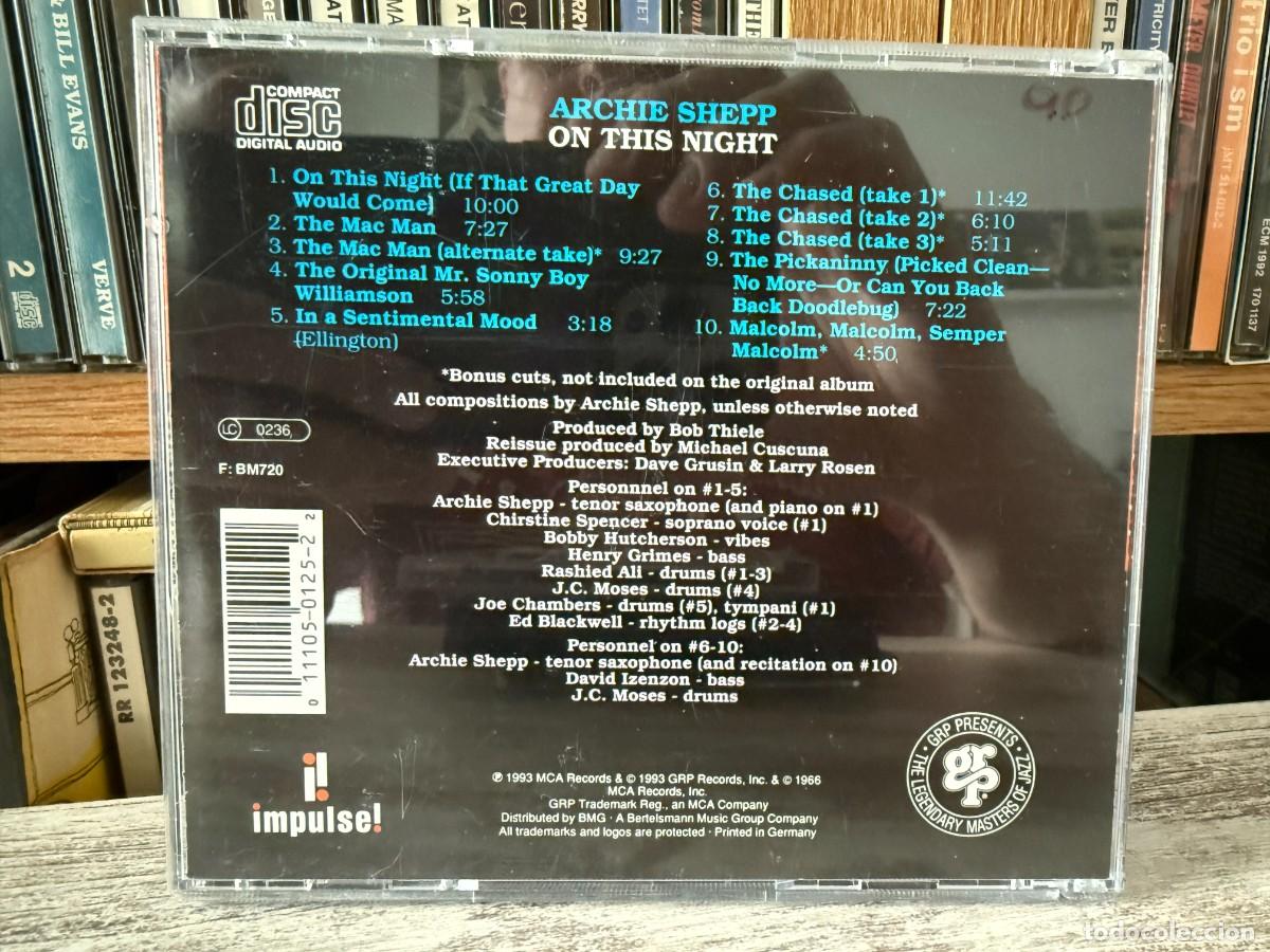 CDs de m&uacute;sica: Archie Shepp - On This Night (CD) - Foto 2