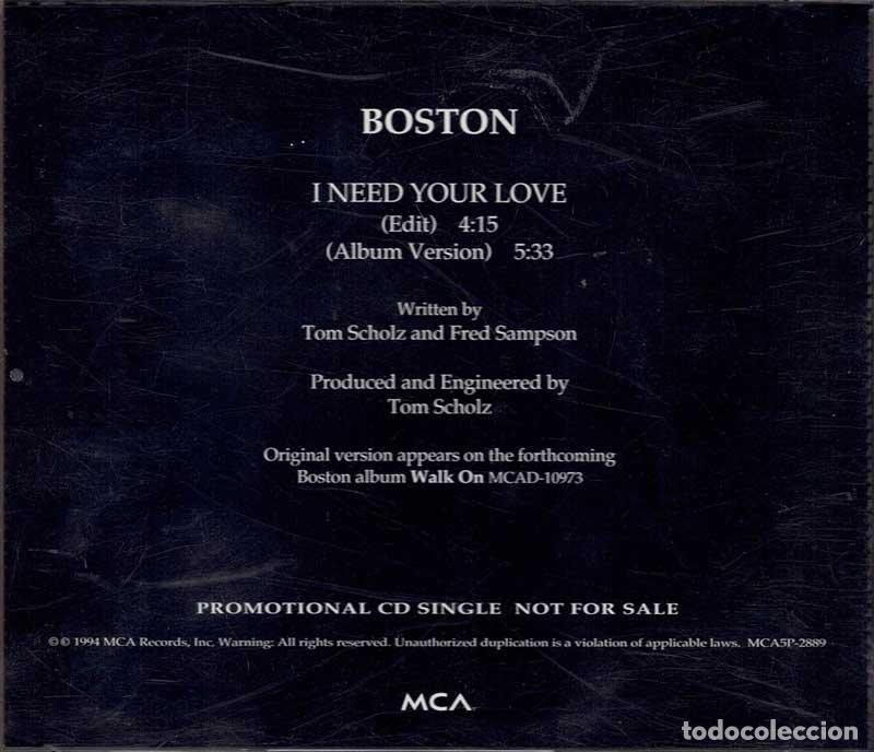 CDs de m&uacute;sica: Boston - I Need Your Love. Single Promo. CD - Foto 2