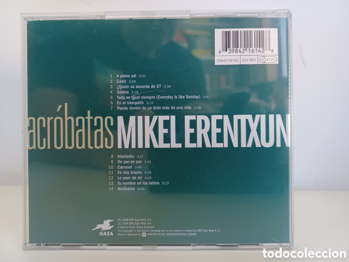 CDs de m&uacute;sica: CD Mikel Erentxun/ Acr&oacute;batas/ Dro, 1998 - Foto 2