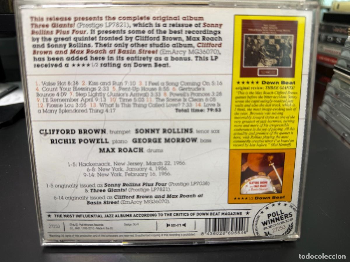 CDs de m&uacute;sica: Sonny Rollins, Clifford Brown, Max Roach - Three Giants! (CD) - Foto 2