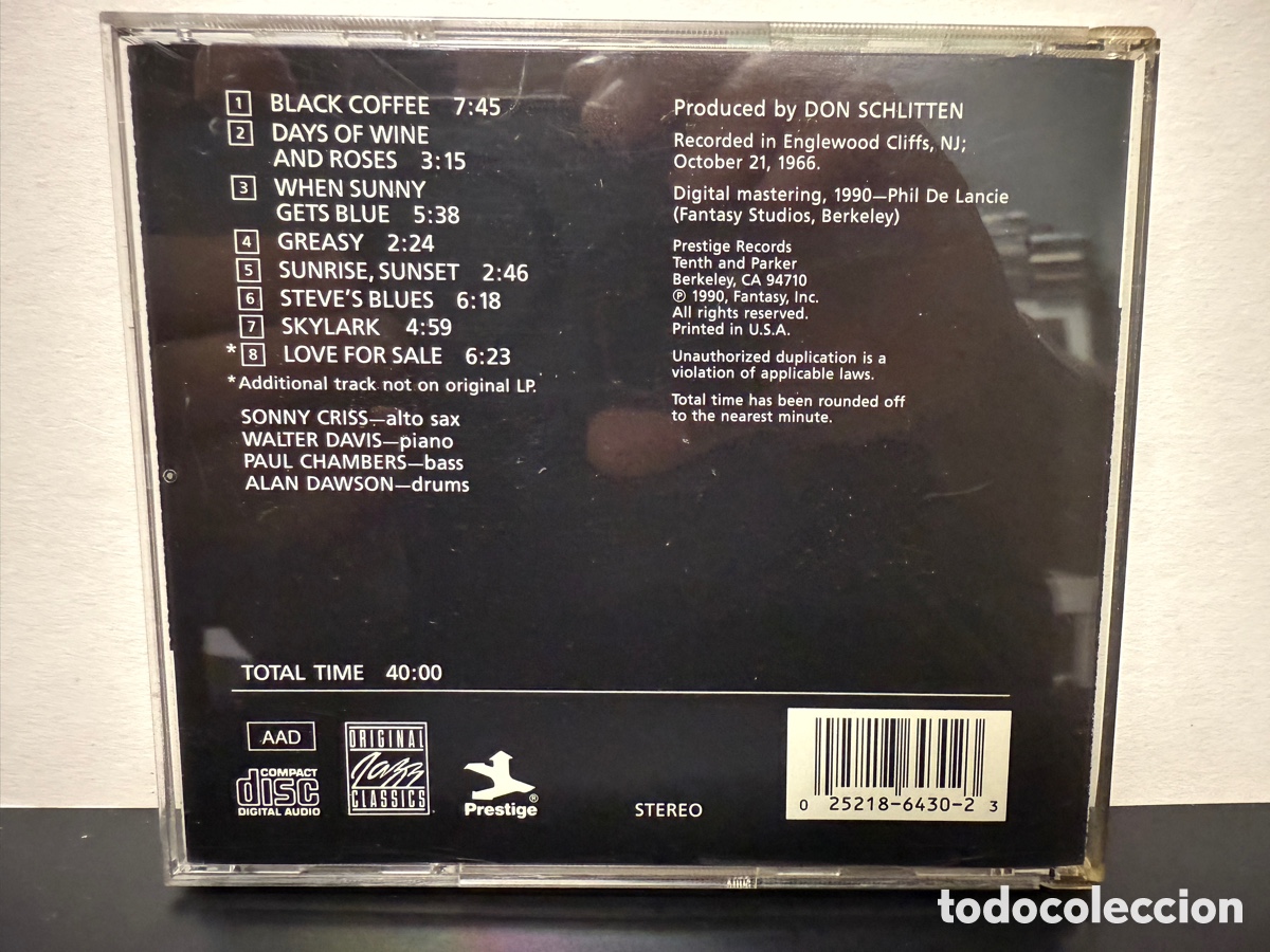CDs de m&uacute;sica: Sonny Criss - This Is Criss! (CD) - Foto 2