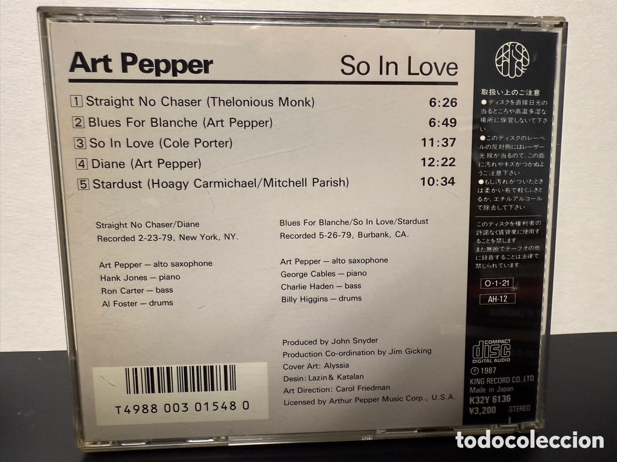 CDs de m&uacute;sica: Art Pepper - So In Love (CD) - Foto 2