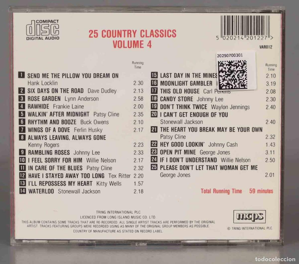 CDs de m&uacute;sica: CD. Various &ndash; 25 Country Classics Volume 4 - Foto 2