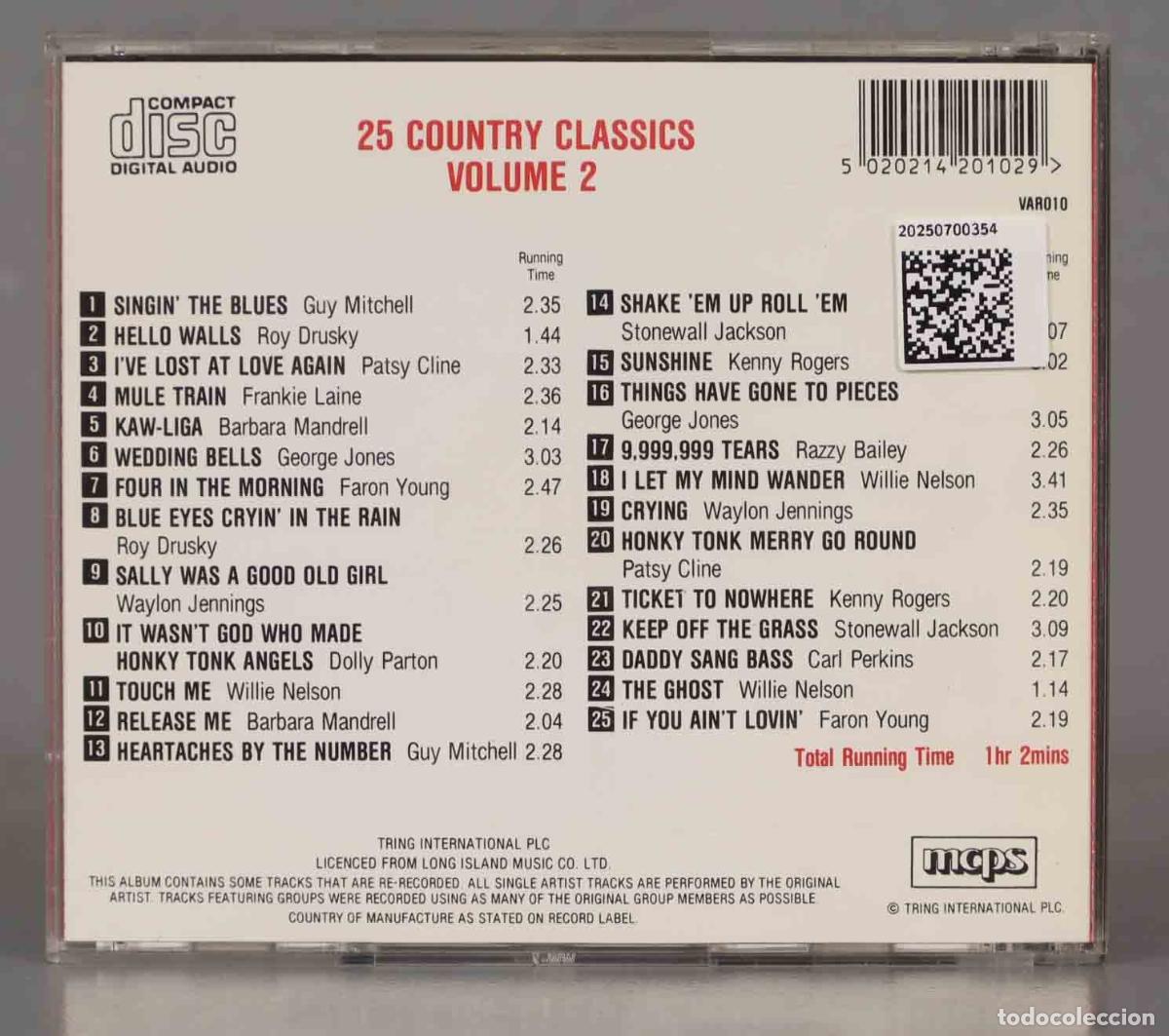 CDs de m&uacute;sica: CD. Various &ndash; 25 Country Classics Volume 2 - Foto 2
