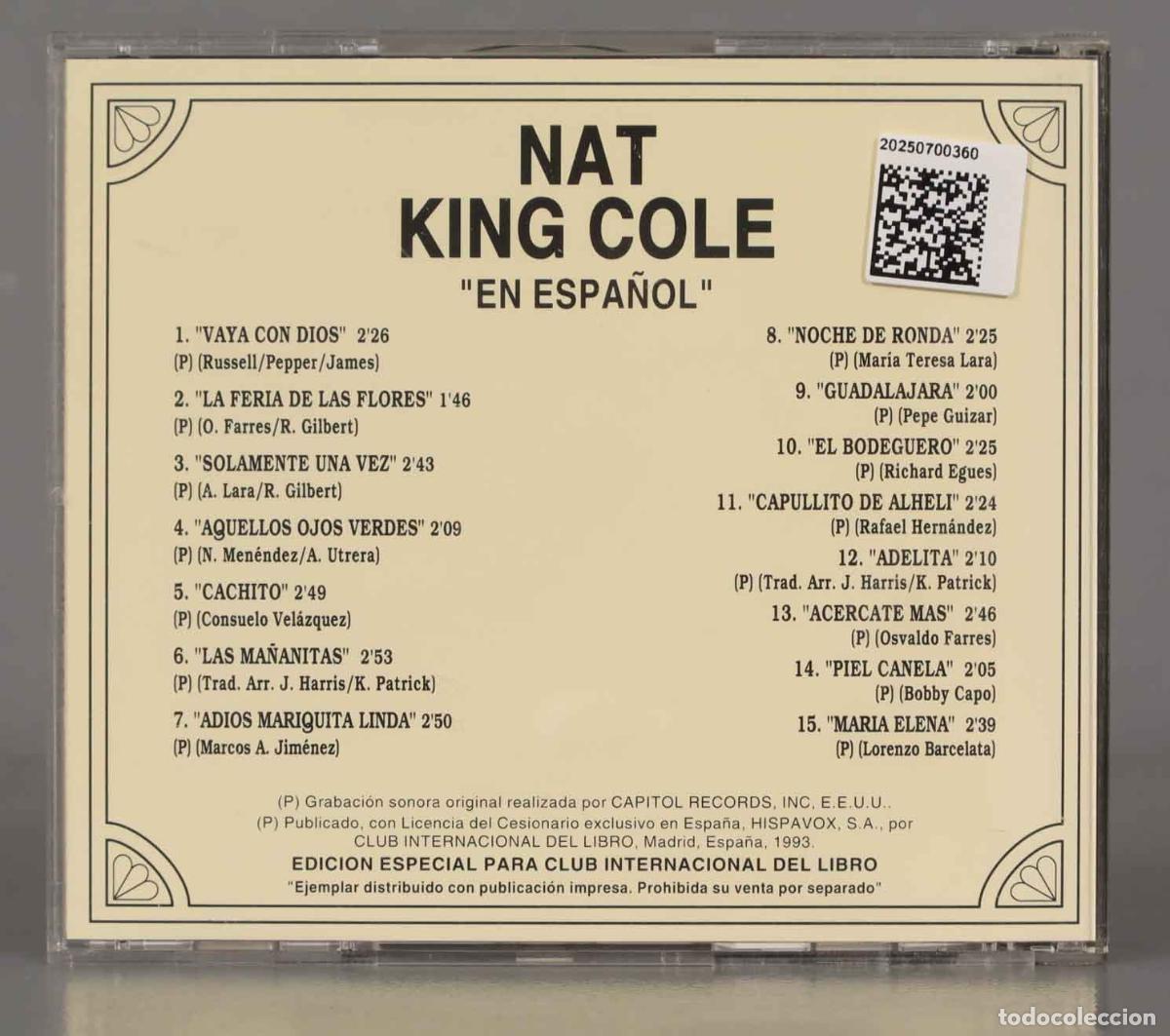CDs de m&uacute;sica: CD. Nat King Cole &ndash; En Espa&ntilde;ol - Foto 2