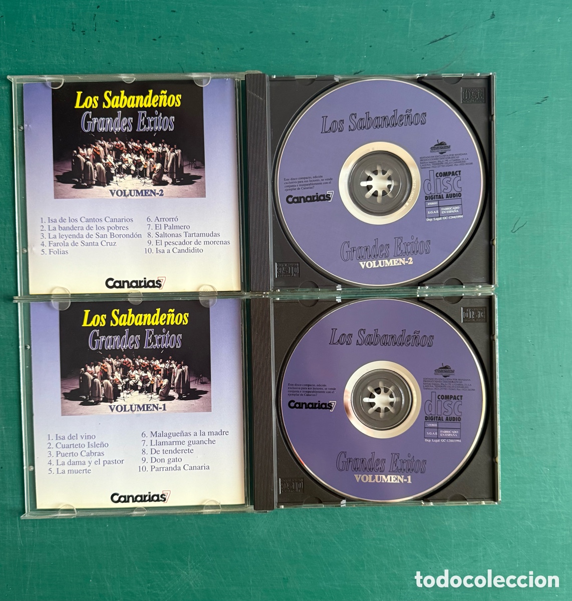 CDs de m&uacute;sica: CDs Los Sabande&ntilde;os - Grandes &eacute;xitos Vol. 1 y 2 - Foto 3