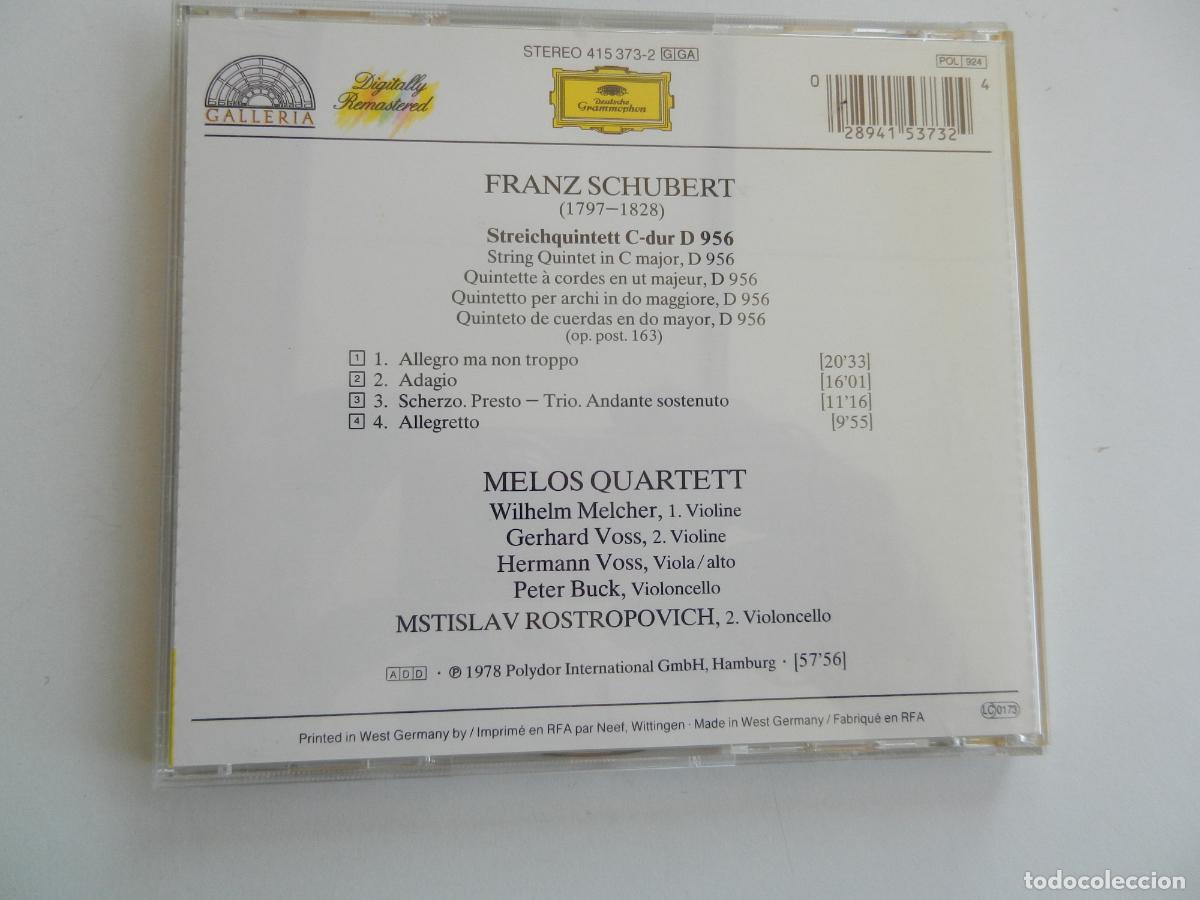 CDs de m&uacute;sica: FRANZ SCHUBERT -STRING QUINTET - MELOS QUARTETT - MSTISLAV ROSTROPOVICH - CD - Foto 3