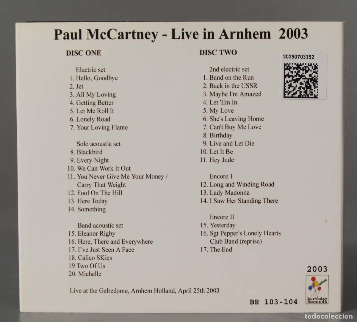 CDs de m&uacute;sica: CD. Paul McCartney &ndash; Live In Arnhem 2003 - Foto 2