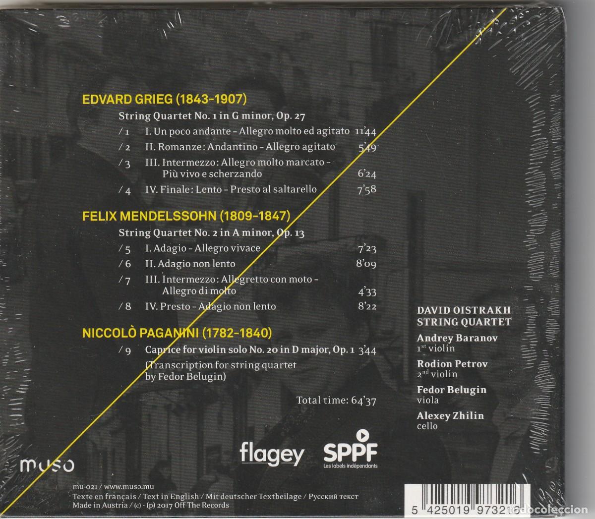CDs de m&uacute;sica: GRIEG &middot; MENDELSSOHN - STRING QUARTETS (CD OFF THE RECORD 2017) DAVID OISTRAKH STRING QUARTET - Foto 2