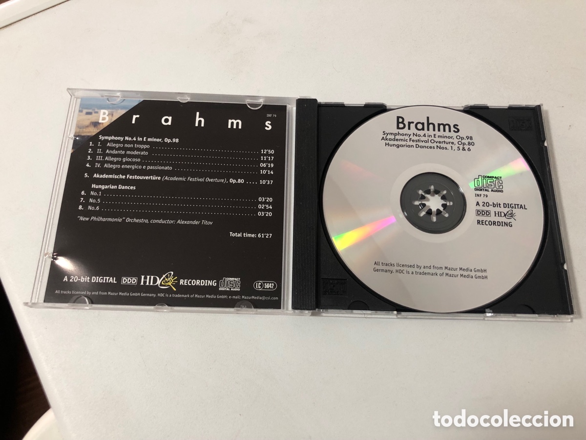 CDs de m&uacute;sica: Brahms Symphony No 4 In E Minor Op 98 Cd - Foto 2