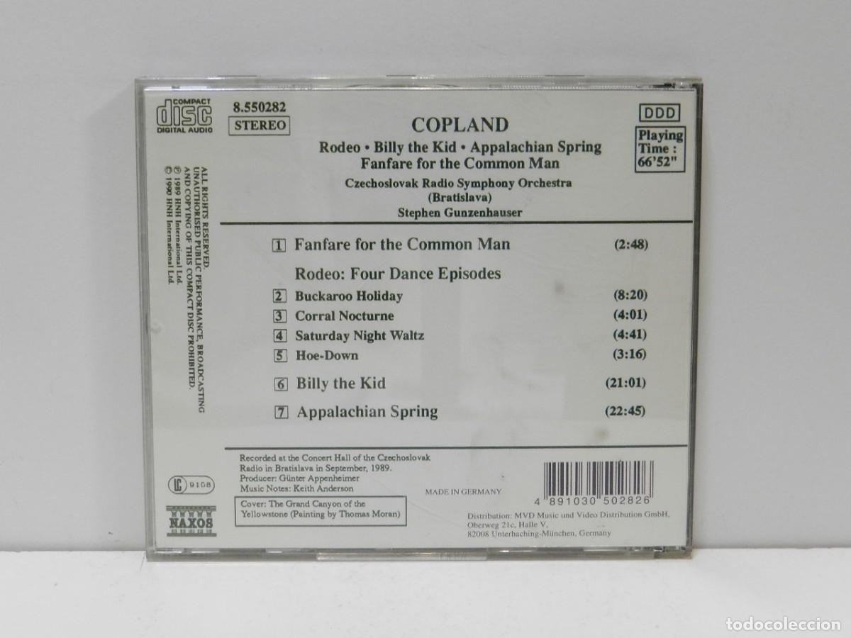 CDs de m&uacute;sica: DISCO CD. Copland &ndash; Rodeo &bull; Billy The Kid &bull; Appalachian Spring. COMPACT DISC. - Foto 2