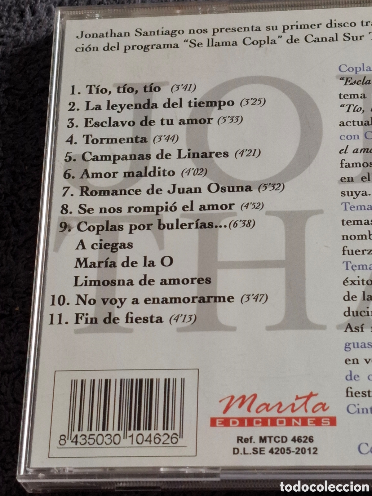 CDs de m&uacute;sica: CD48. Jonathan Santiago - Tormenta, Marita Ediciones 2012. - Foto 6