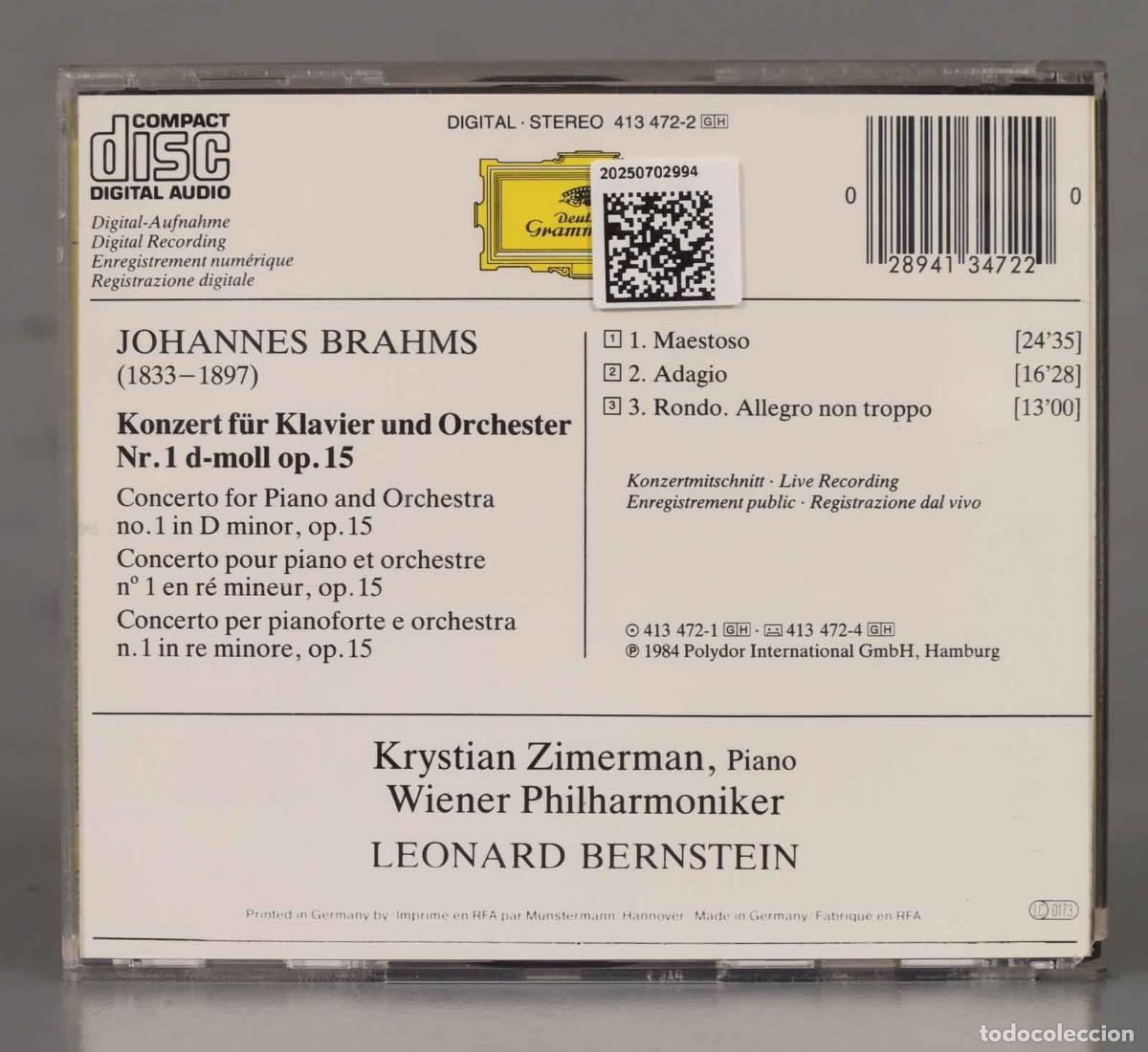 CDs de m&uacute;sica: CD. Bernstein &ndash; Klavierkonzert BRAHMS - Foto 2