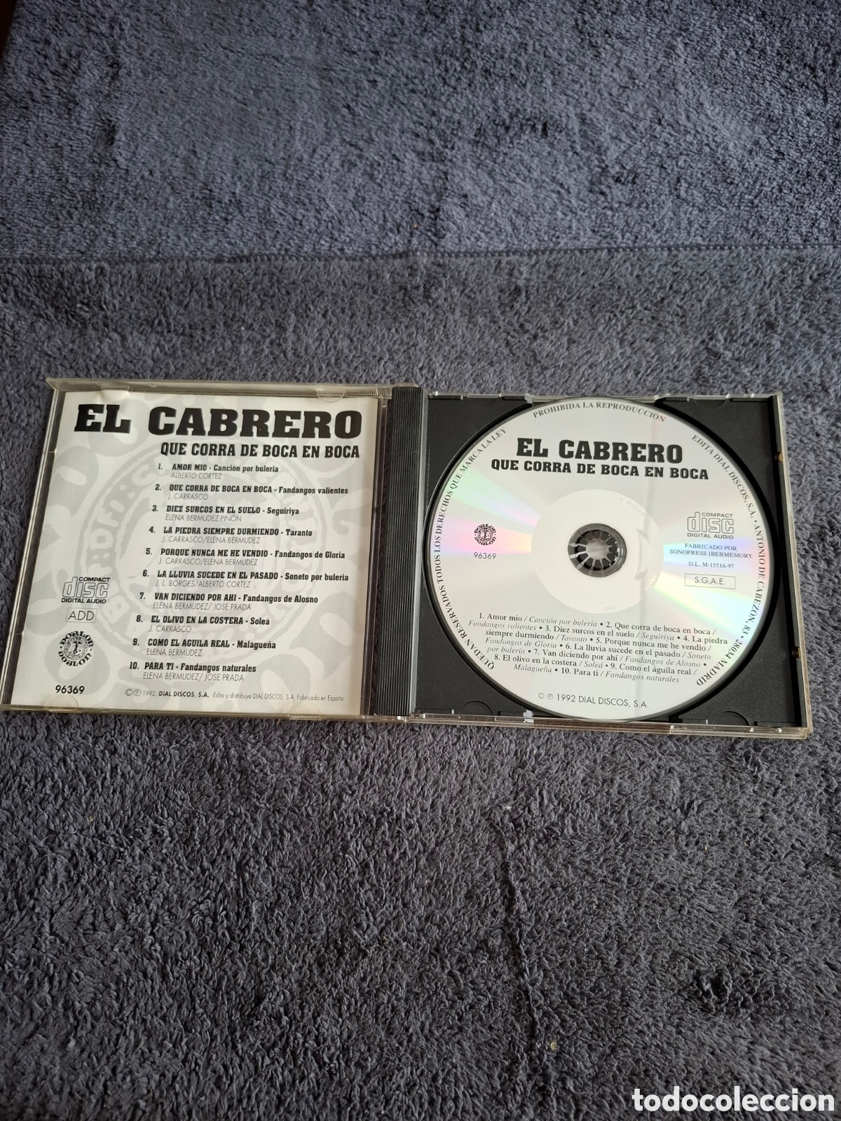 CDs de m&uacute;sica: CD48. El Cabrero - Que Corra De Boca En Boca, Dial Discos 1992. - Foto 2