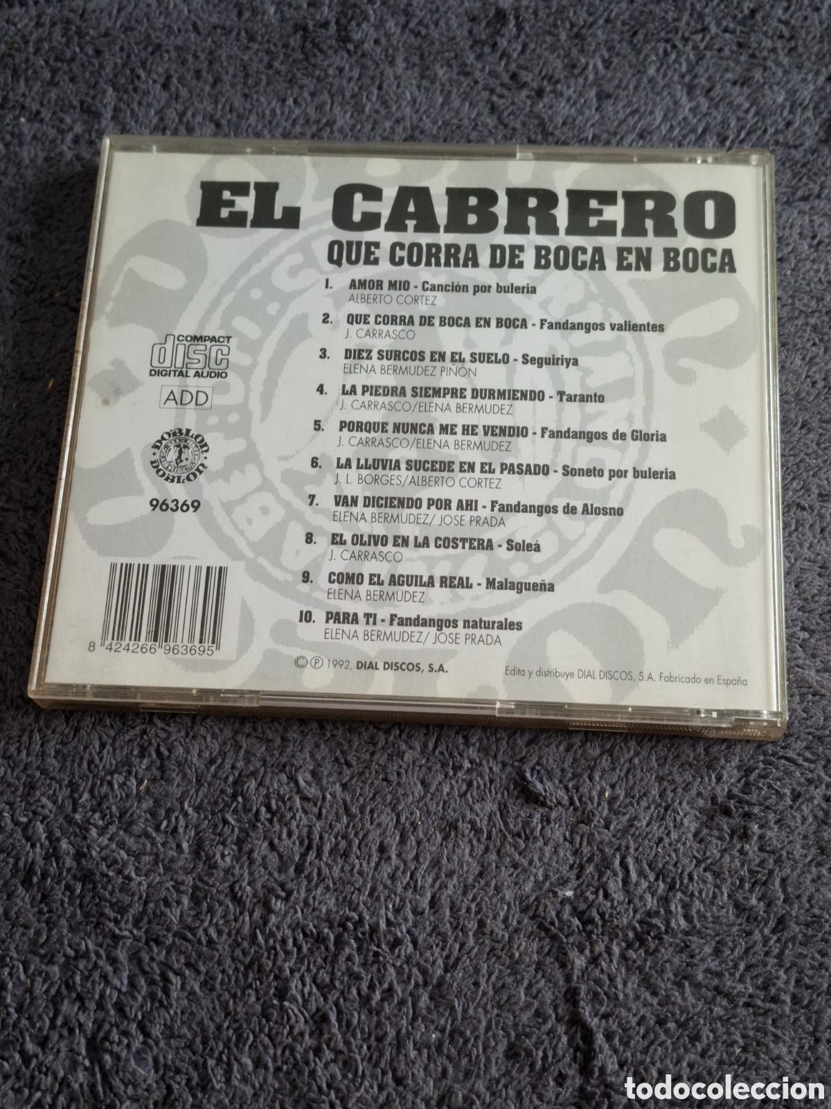 CDs de m&uacute;sica: CD48. El Cabrero - Que Corra De Boca En Boca, Dial Discos 1992. - Foto 5