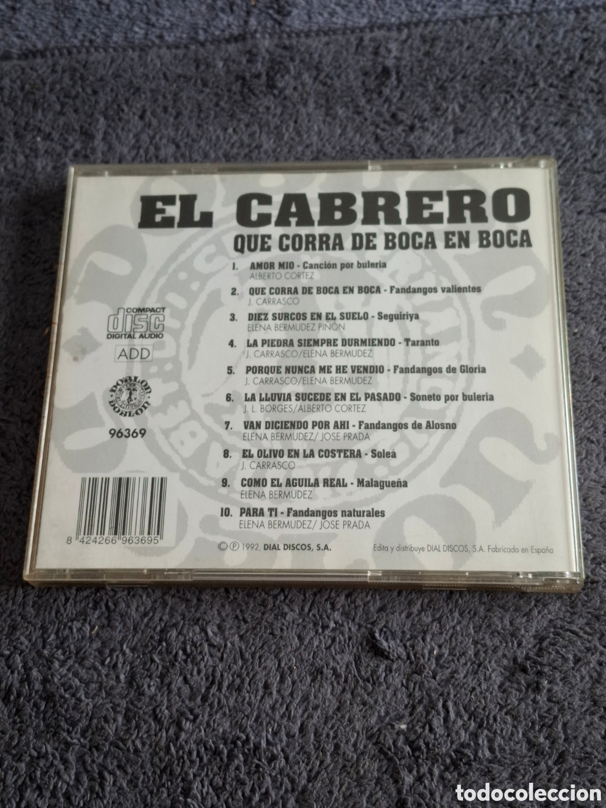 CDs de m&uacute;sica: CD48. El Cabrero - Que Corra De Boca En Boca, Dial Discos 1992. - Foto 6