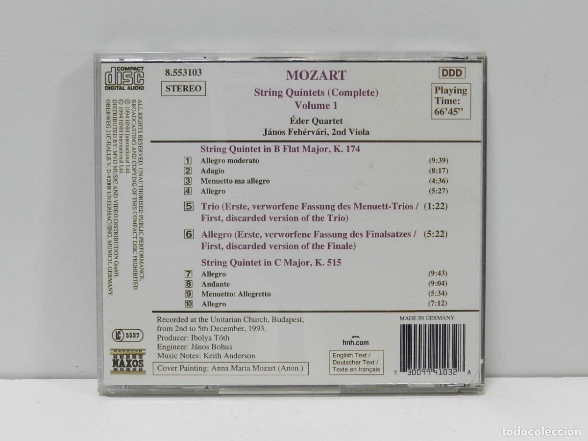 CDs de m&uacute;sica: DISCO CD. Mozart &ndash; String Quintets Vol. 1. COMPACT DISC. - Foto 2