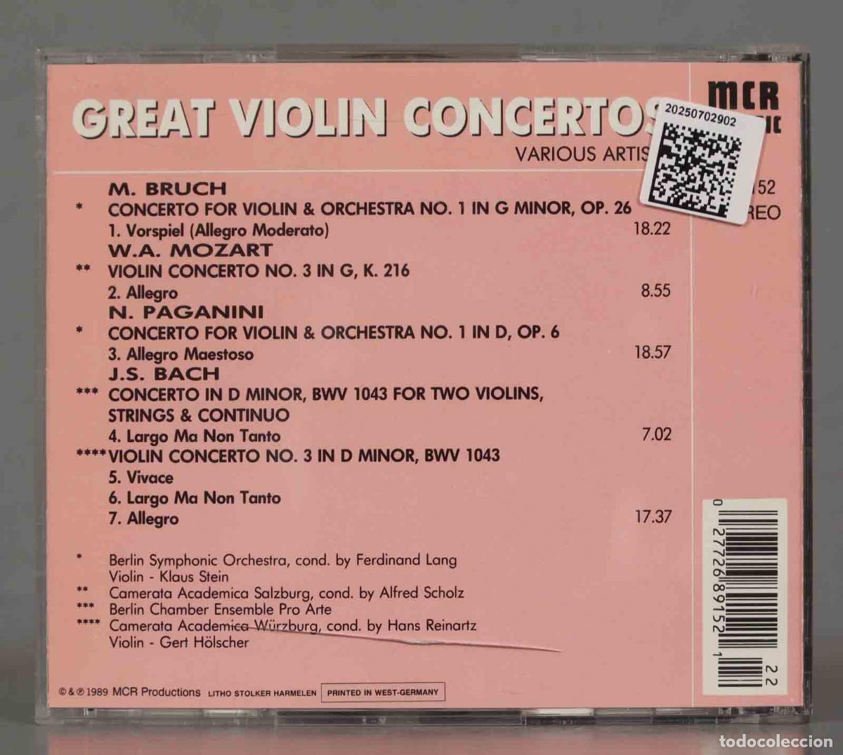 CDs de m&uacute;sica: CD. Various &ndash; Great Violin Concertos - Foto 2
