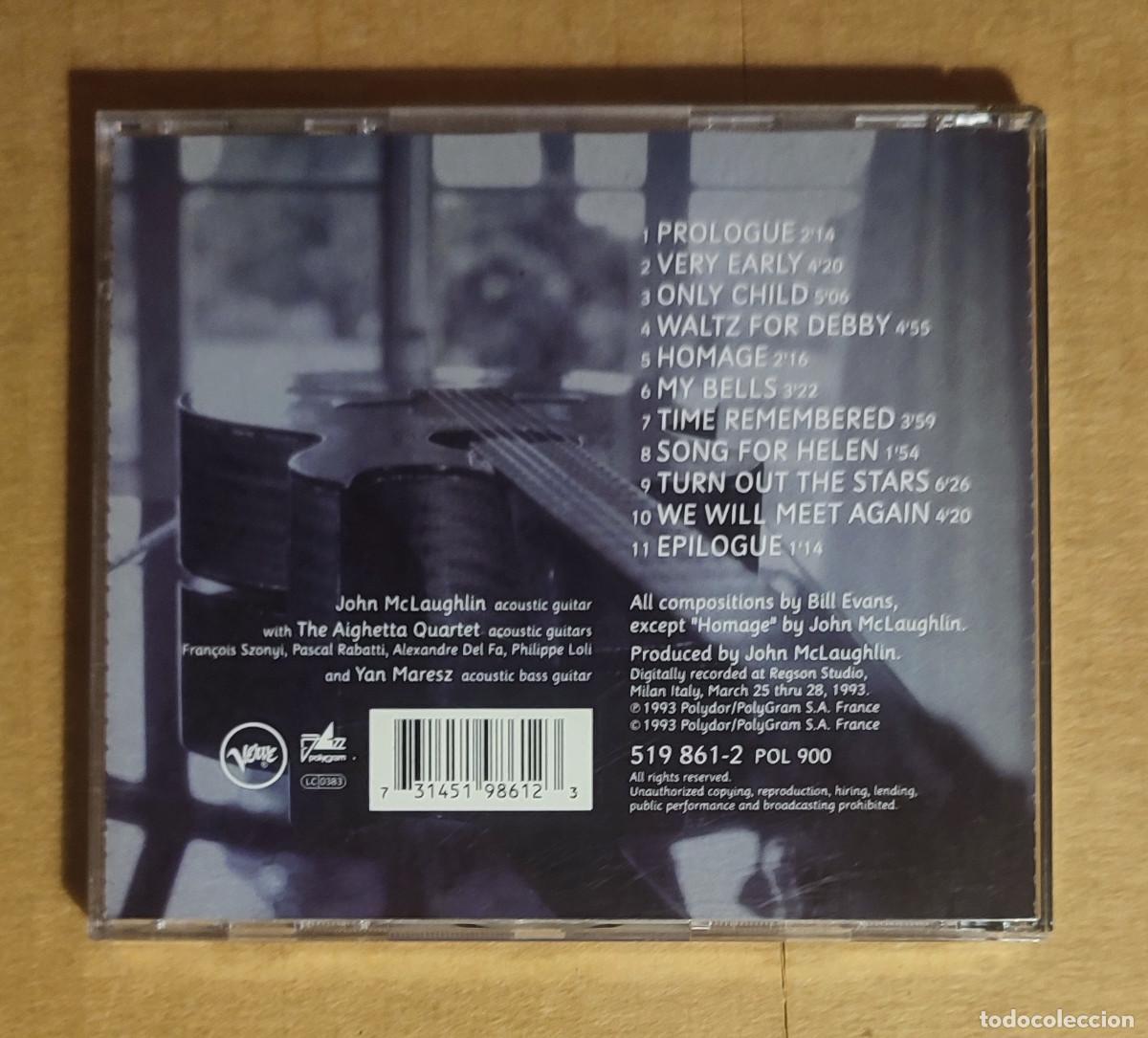 CDs de m&uacute;sica: TIME REMEMBERED - 1993 - JOHN McLAUGHLIN PLAYS BILL EVANS - Foto 3
