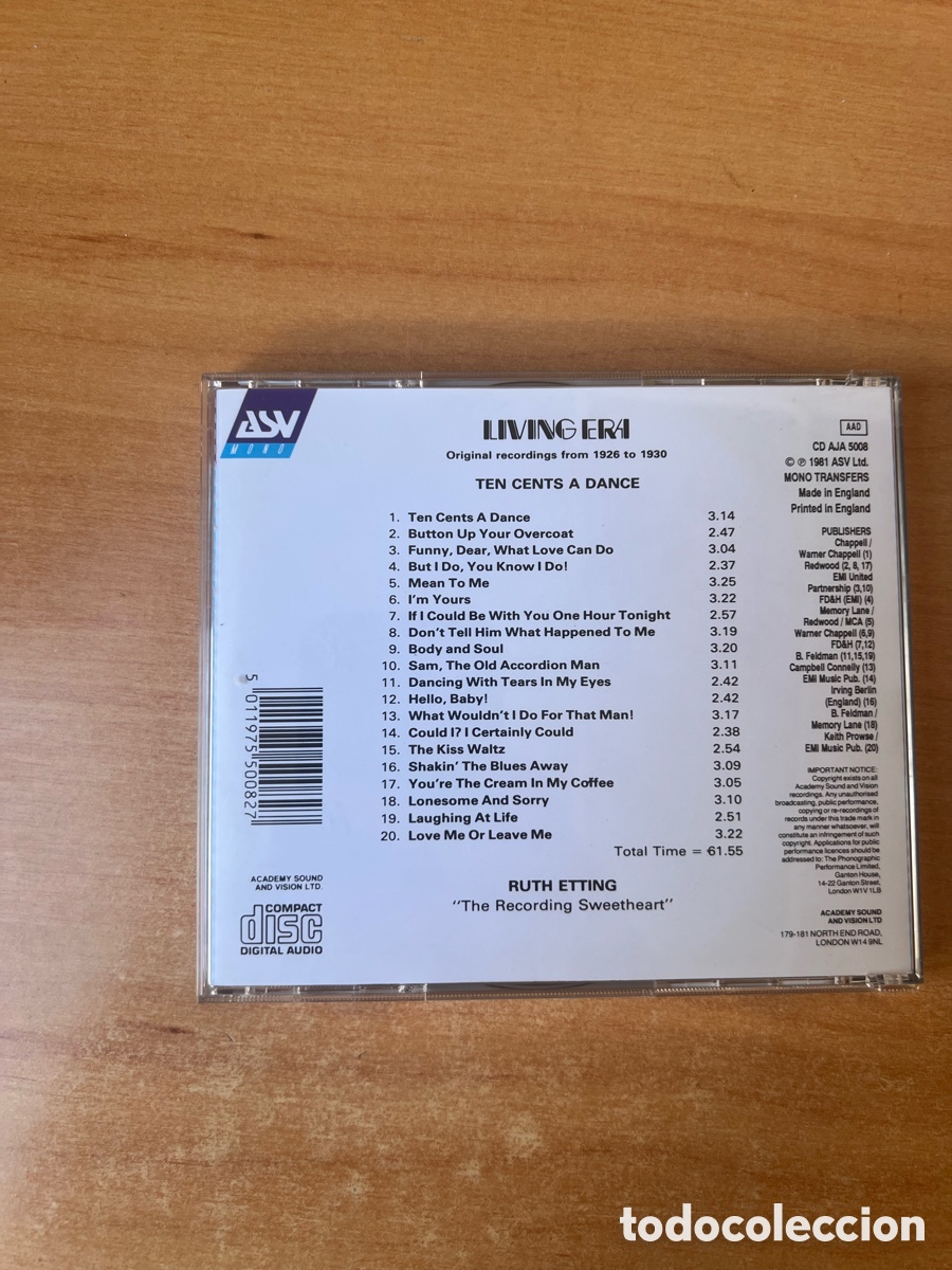 CDs de m&uacute;sica: Ruth Etting : Two Cents a dance - Foto 2