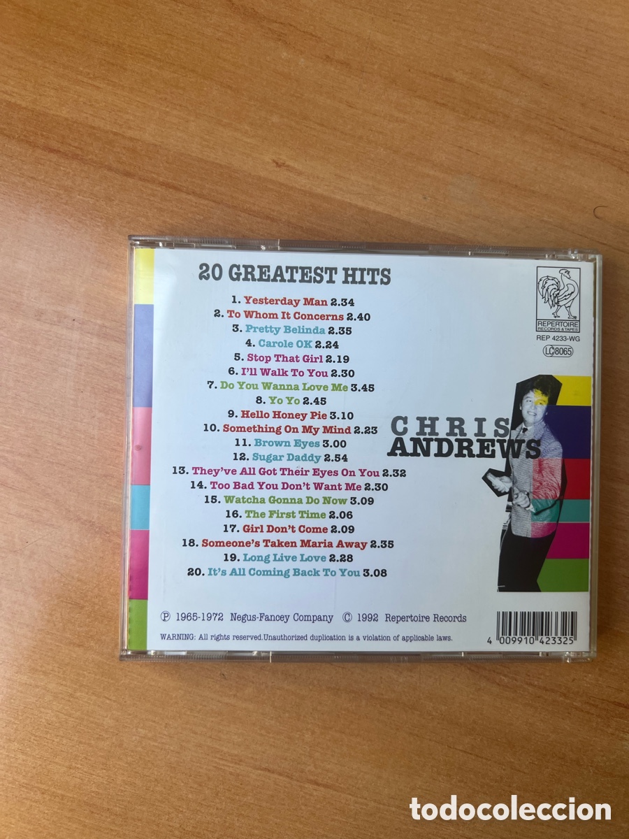 CDs de m&uacute;sica: Chris Andrews : 20 Greatest Hits - Foto 2