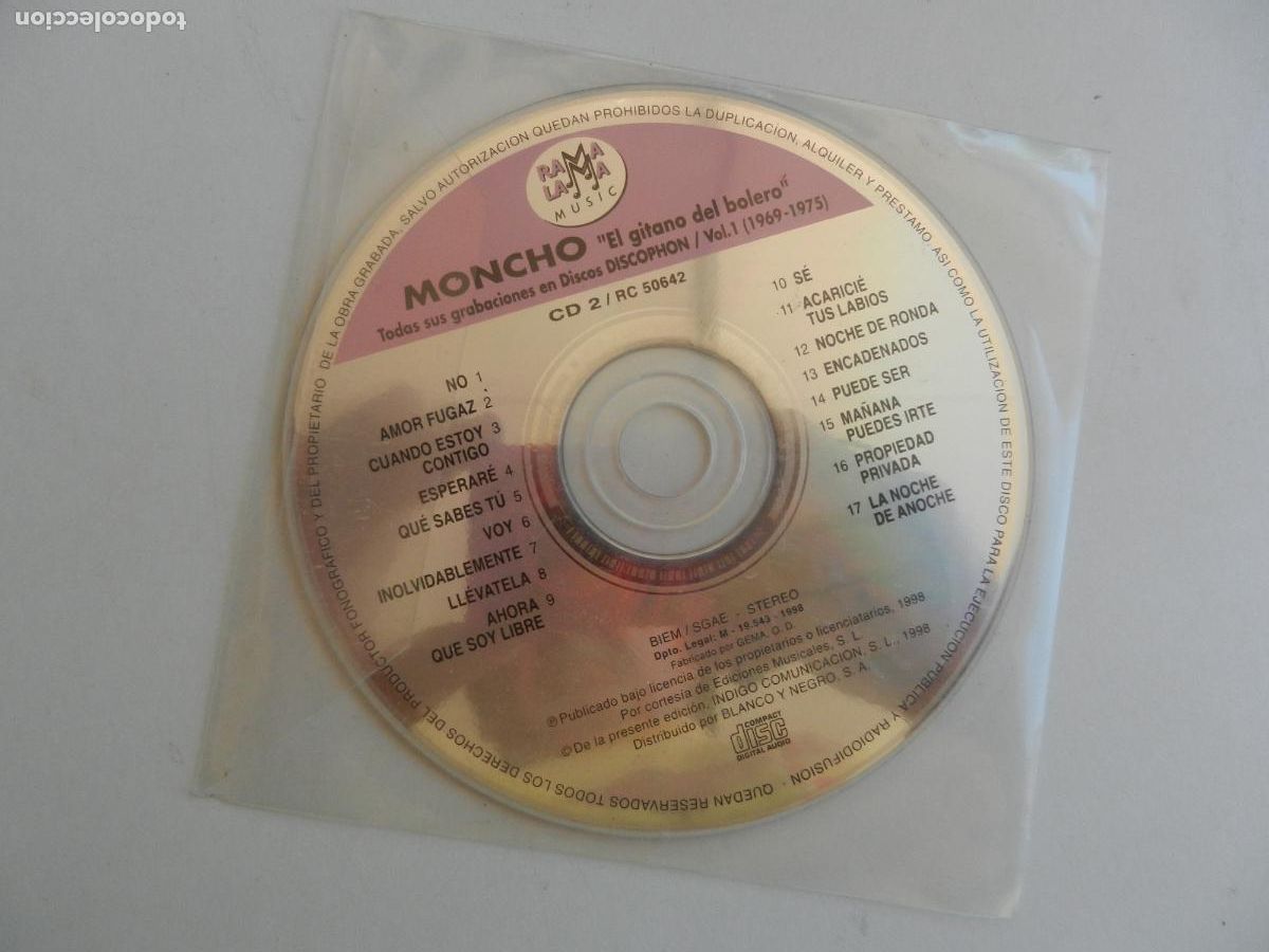 CDs de m&uacute;sica: MONCHO - EL GITANO DEL BOLERO - 1969-1975 - CD 2 - Foto 1