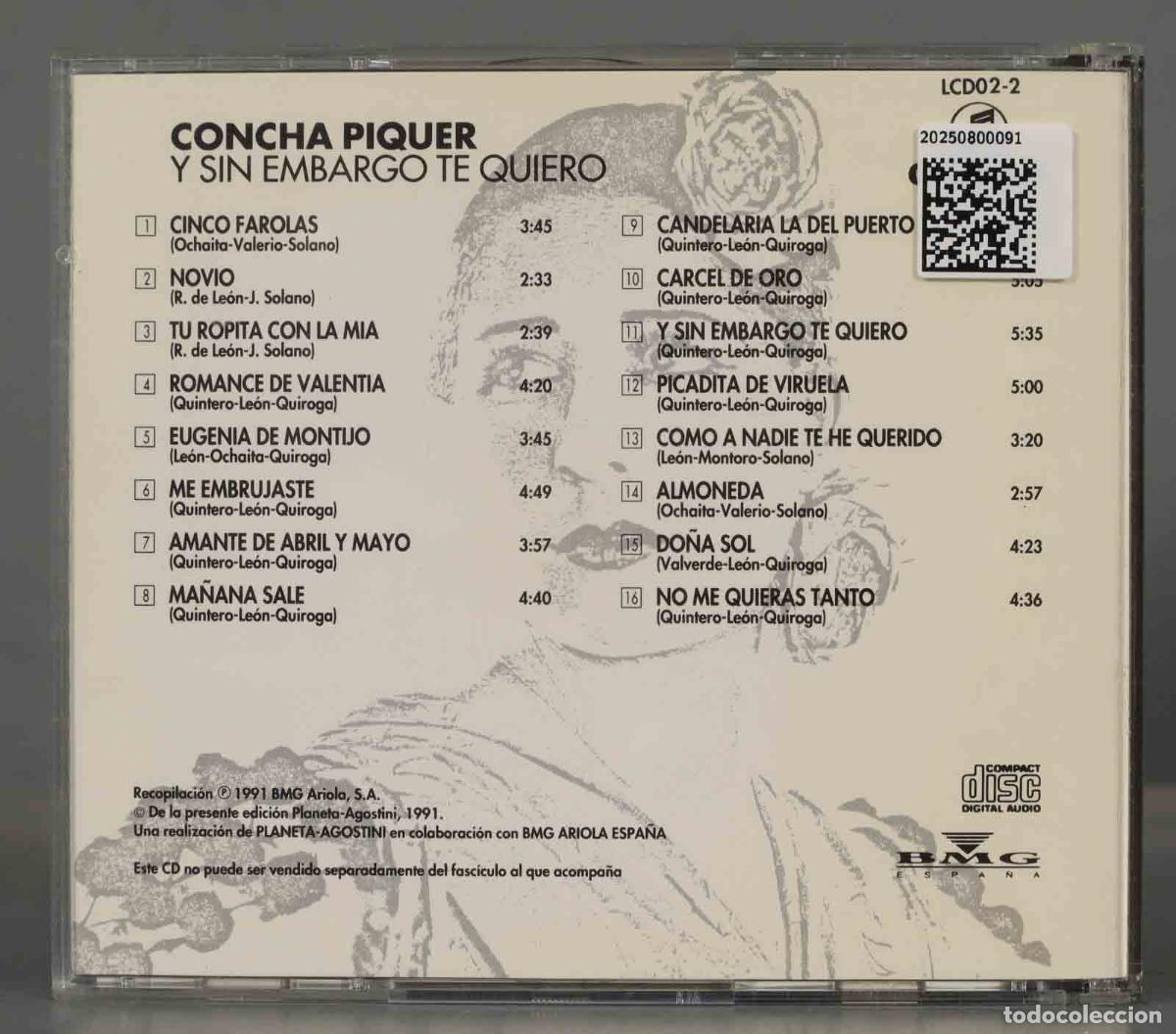 CDs de m&uacute;sica: CD. Concha Piquer &ndash; Y Sin Embargo Te Quiero - Foto 2