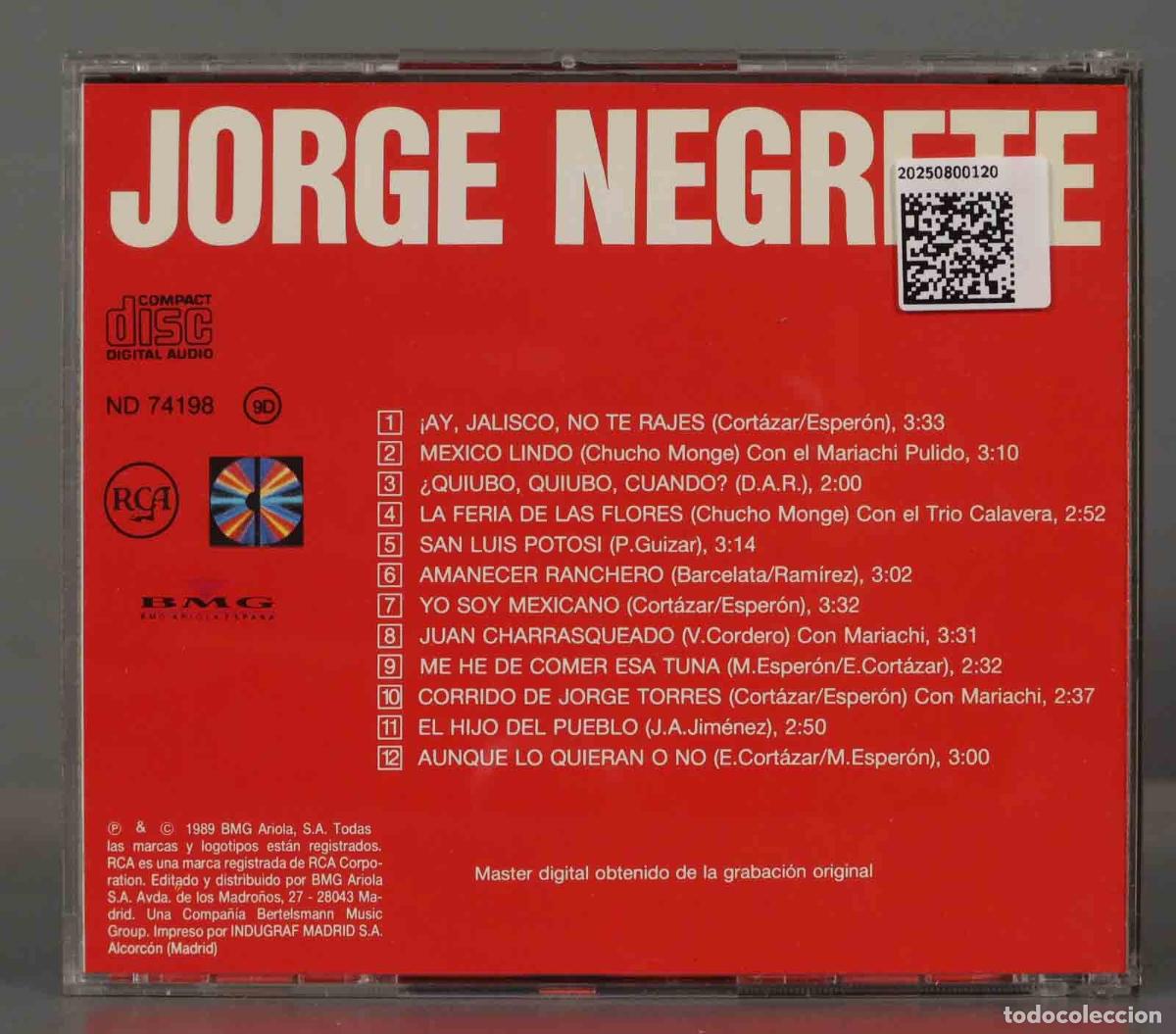 CDs de m&uacute;sica: CD. Jorge Negrete &ndash; Jorge Negrete - Foto 2