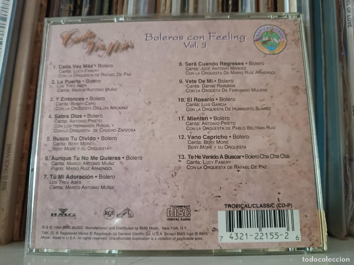 CDs de m&uacute;sica: Cada Vez M&aacute;s (Boleros Con Feeling Vol. 3) - CD US 1994 - Foto 2