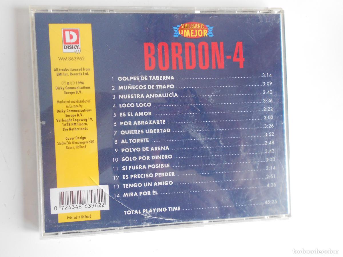 CDs de m&uacute;sica: BORDON 4 - SIMPLEMENTE LO MEJOR - CD -HOLLAND 1996 - DISKY - Foto 3