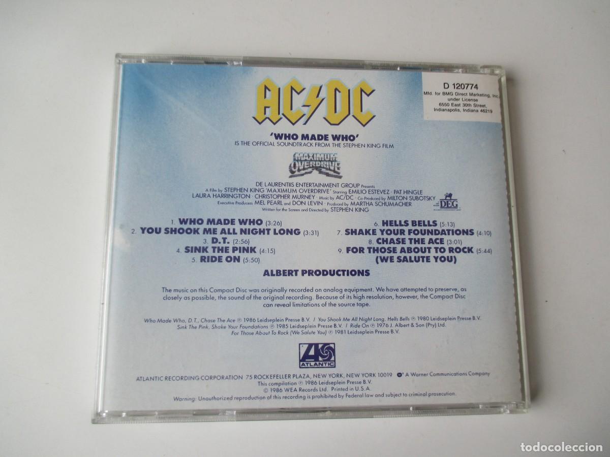 CDs de m&uacute;sica: AC-DC Who made who ( CD) Z498 - Foto 2