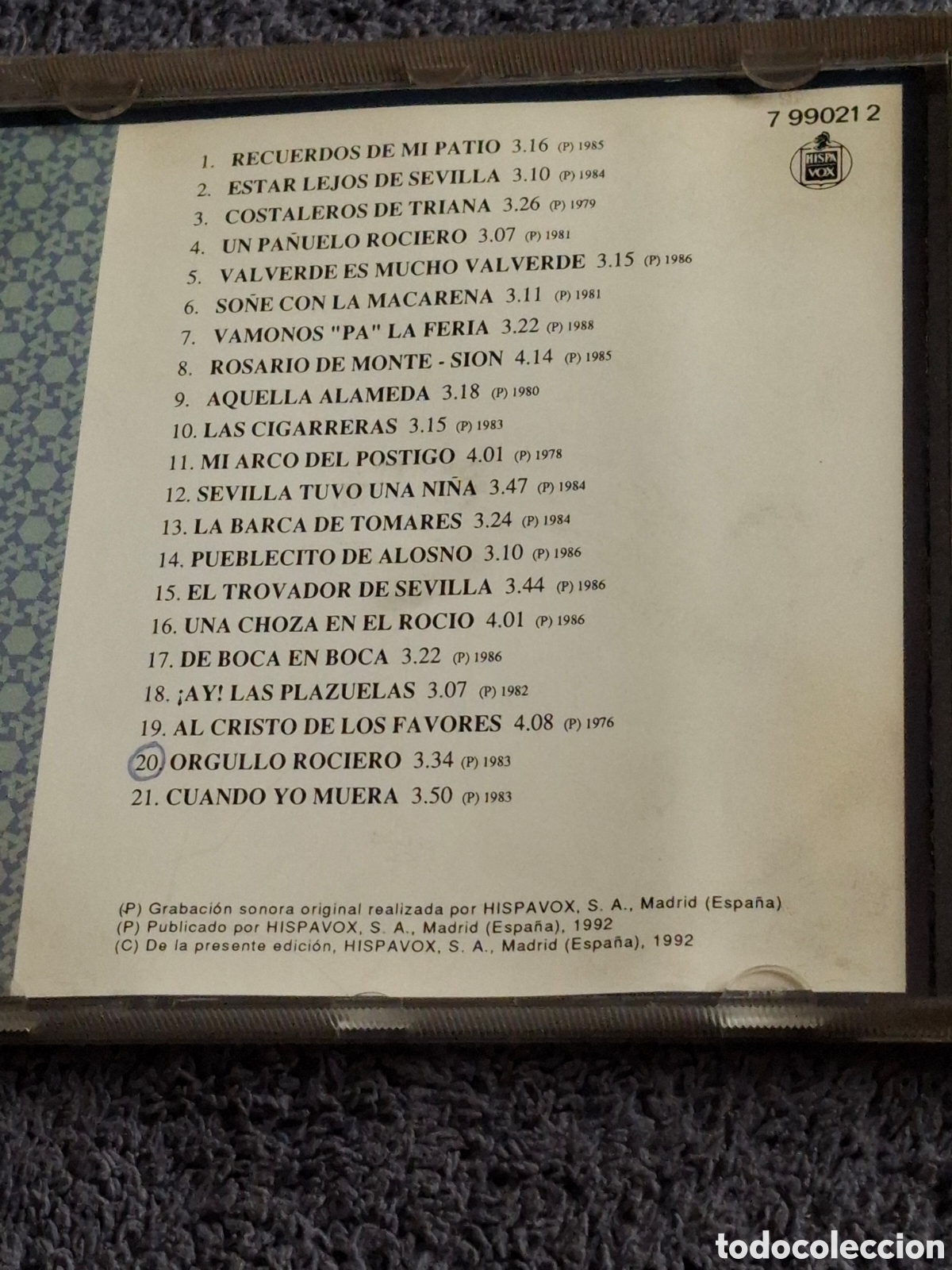 CDs de m&uacute;sica: CD55. A Mi Tierra El Pali, Hispavox 1992. - Foto 4