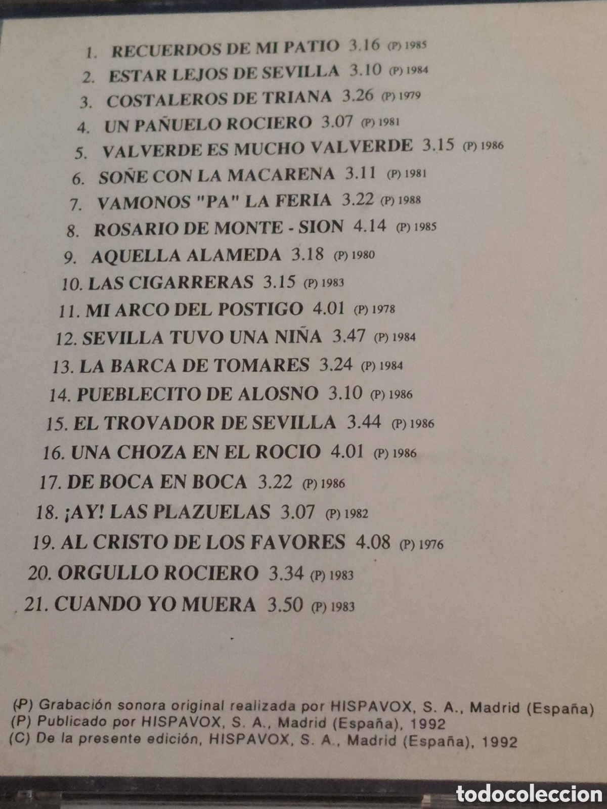 CDs de m&uacute;sica: CD55. A Mi Tierra El Pali, Hispavox 1992. - Foto 6