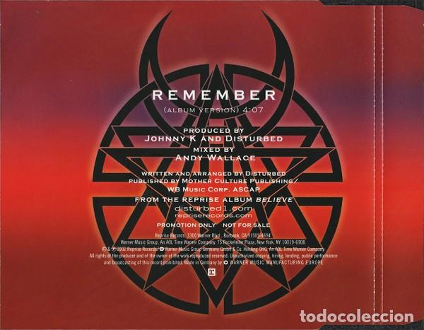 CDs de m&uacute;sica: Disturbed &ndash; Remember - CD Single Promo - Foto 2