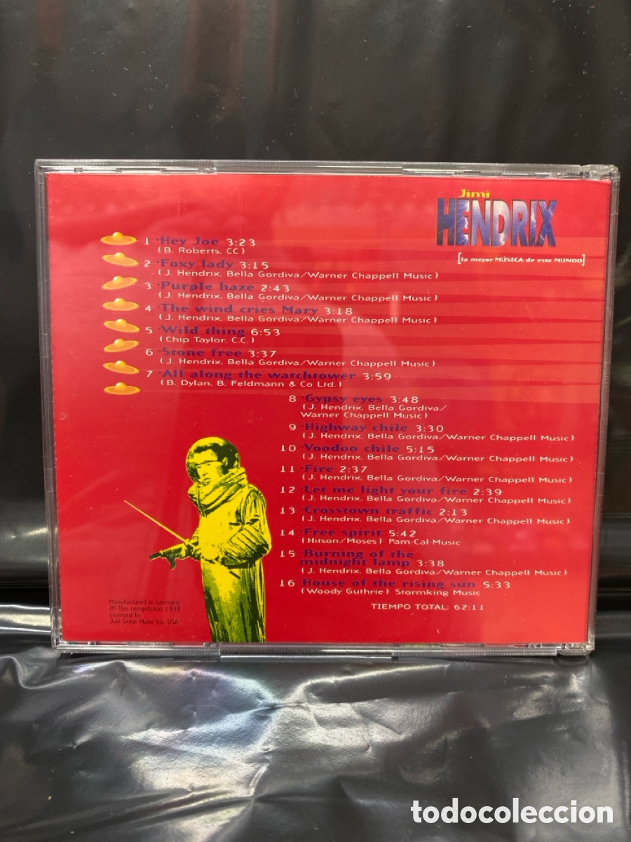 CDs de m&uacute;sica: CD JIMI HENDRIX. 16 GRANDES &Eacute;XITOS EN VERSI&Oacute;N ORIGINAL - Foto 2